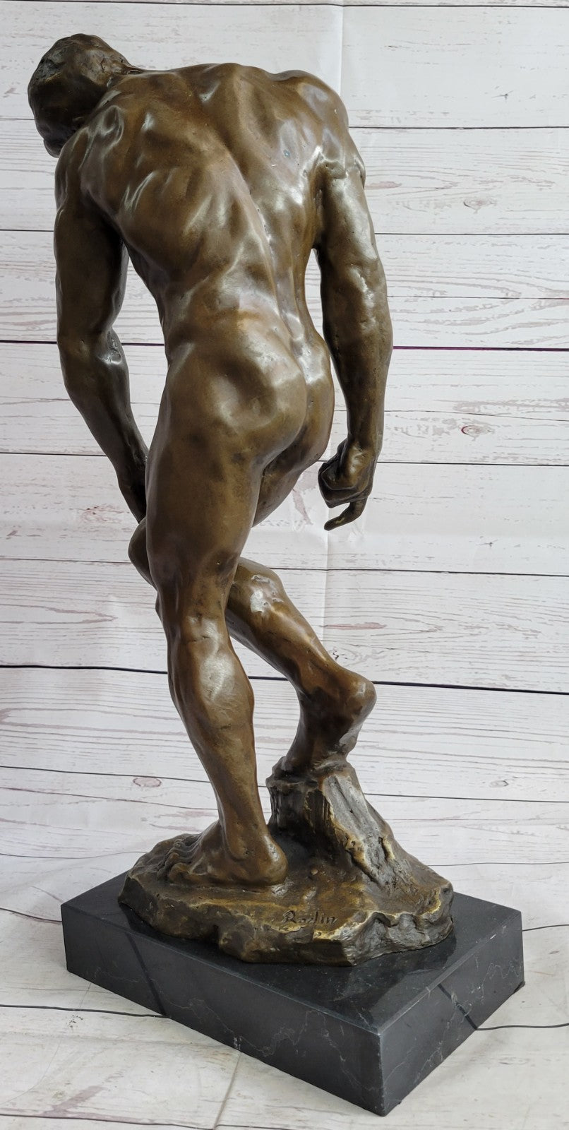 Fine Genuine Bronze Man Adam from Rodin Hand Made Lost Wax Method Nude Figurine
