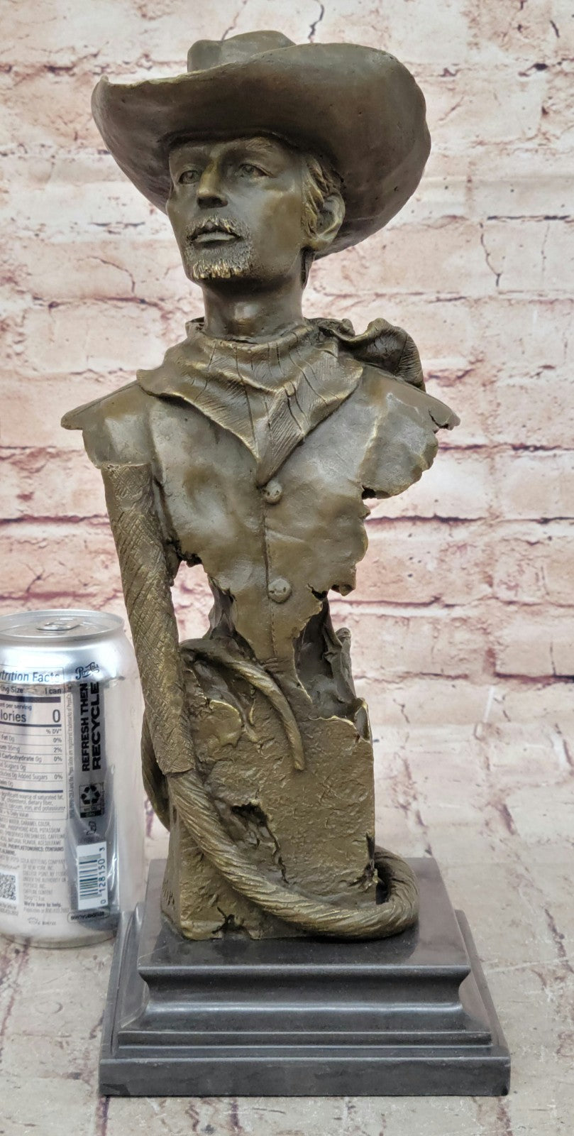 Western Gift Old West Cowboy with Whip Bronze Sculpture Marble Base Statue Figur