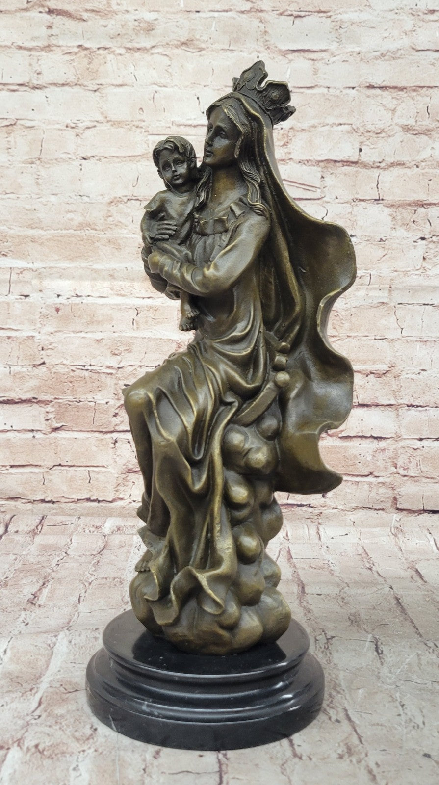 Original Signed Valli Madonna And Baby Jesus Bronze Sculpture Statue Figure NR