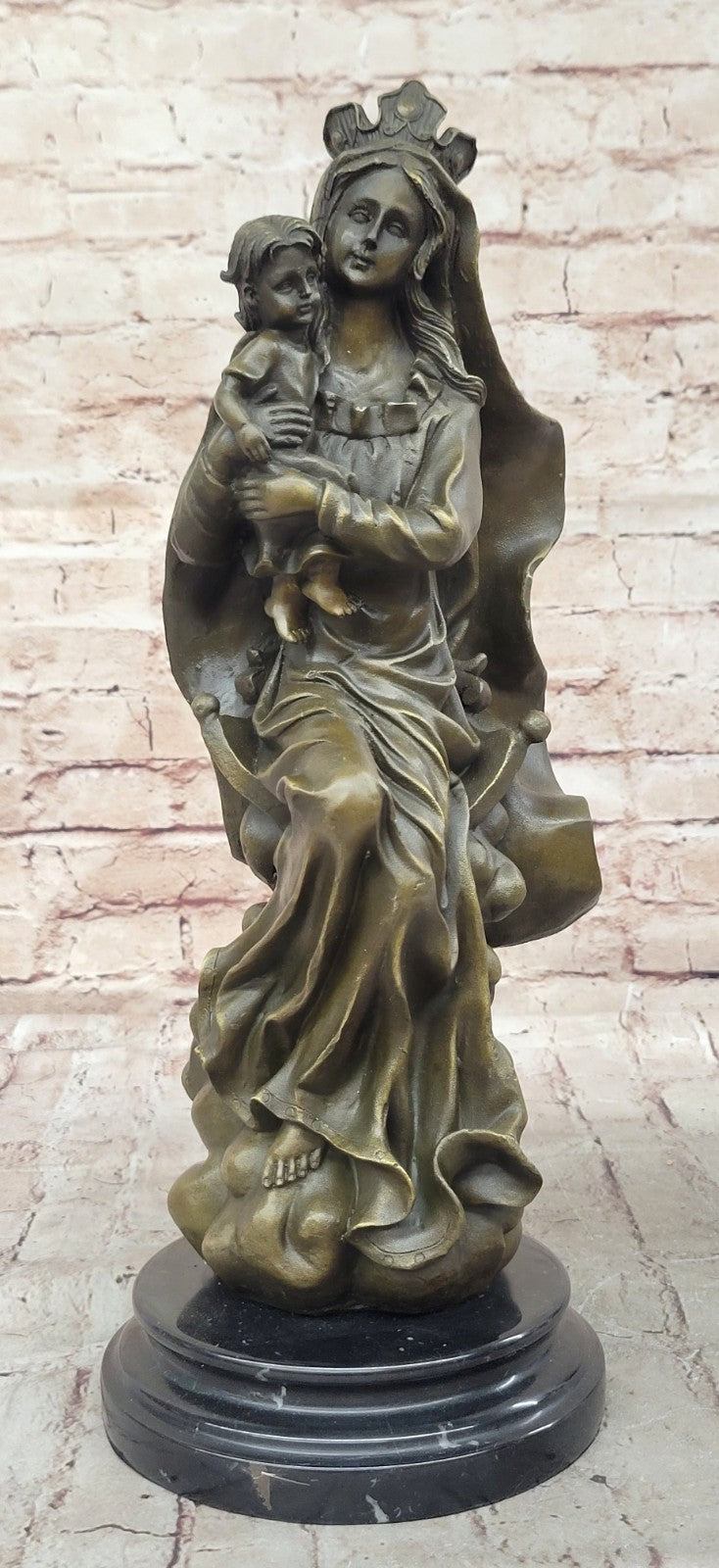 Original Signed Valli Madonna And Baby Jesus Bronze Sculpture Statue Figure NR