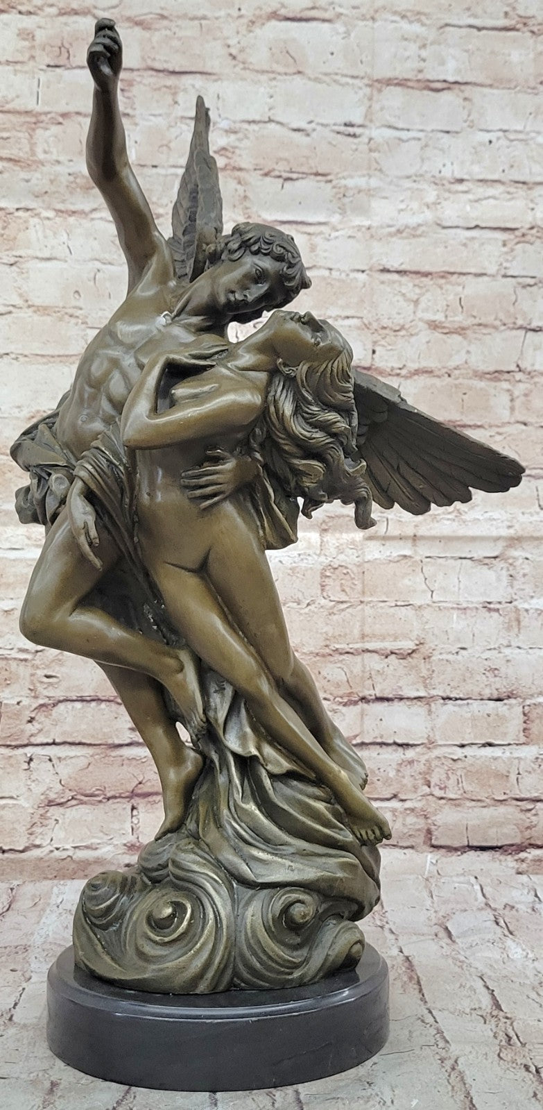Winged Lovers Angels Cupid Psyche Eros Aphrodite Venus Bronze Marble Statue Art