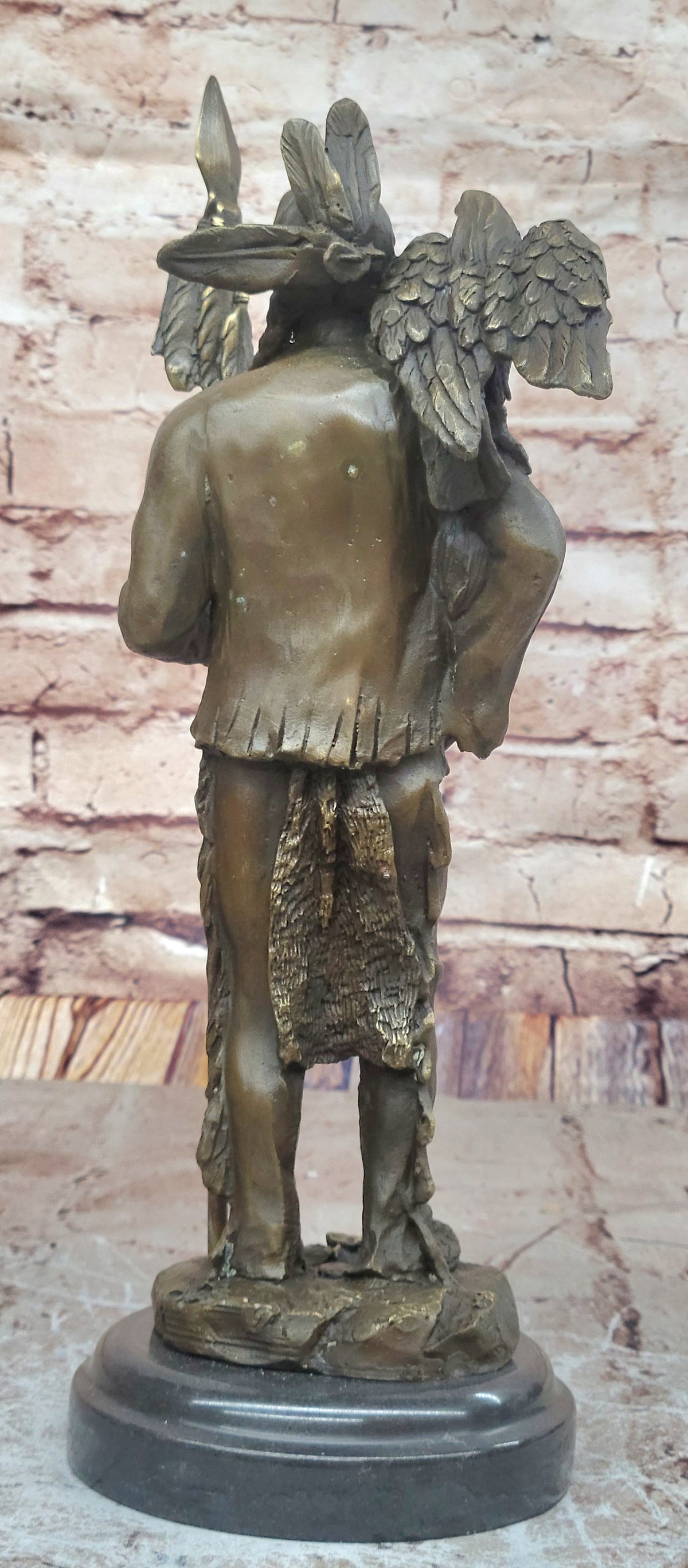 Miguel Lopez Eagle on my Shoulder Native American Indian Bronze Sculpture