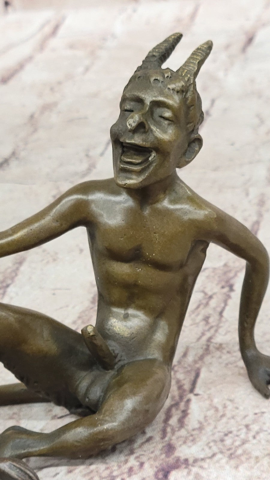 SIGNED BRONZE SCULPTURE NUDE SATYR EROTIC FAUN HOT CAST EROTIC ART FIGURINE SALE