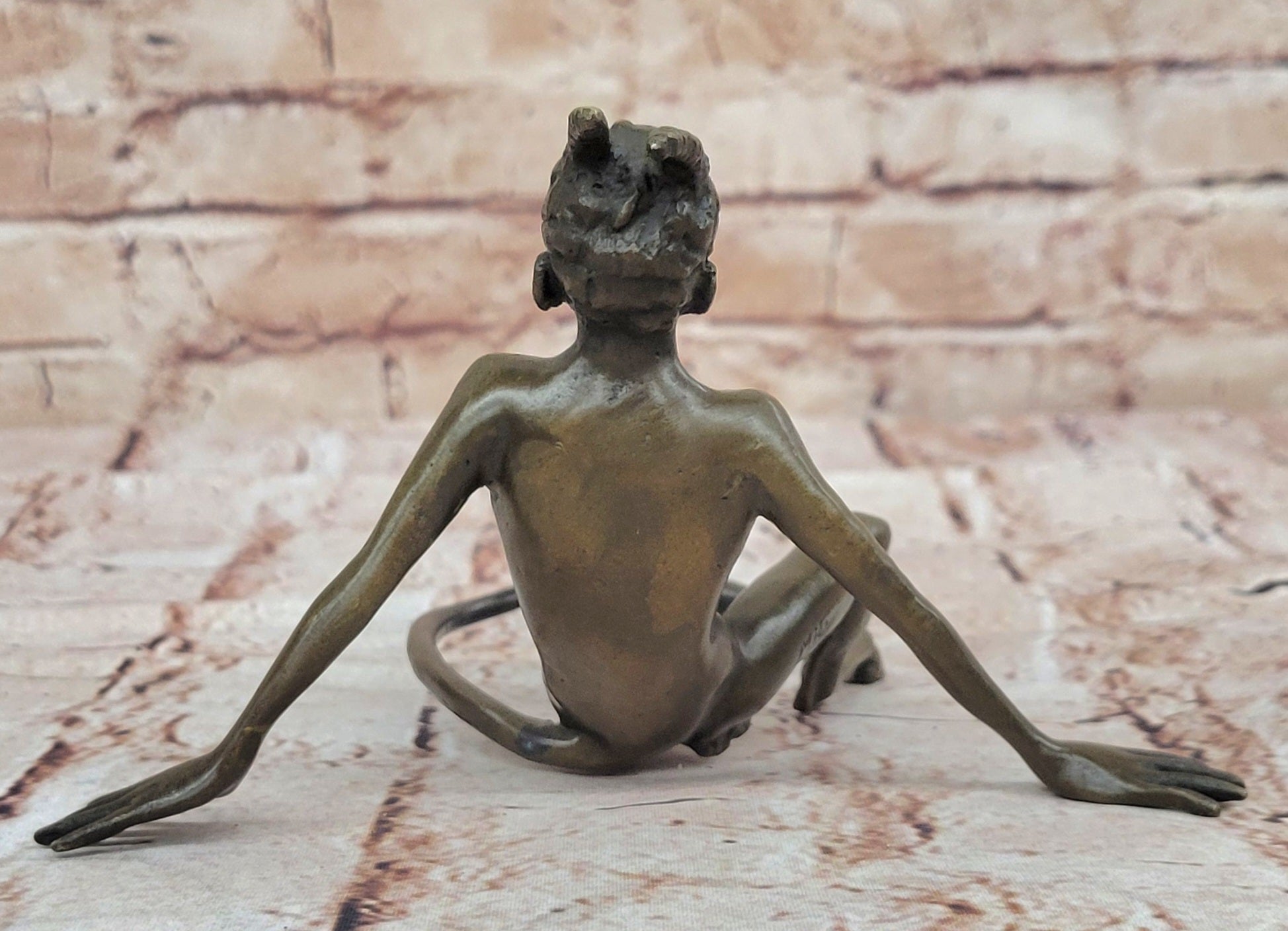 Nude Vienna Bronze Small DEVIL Satyr Faun Bermann Cold Painted Brass Austria