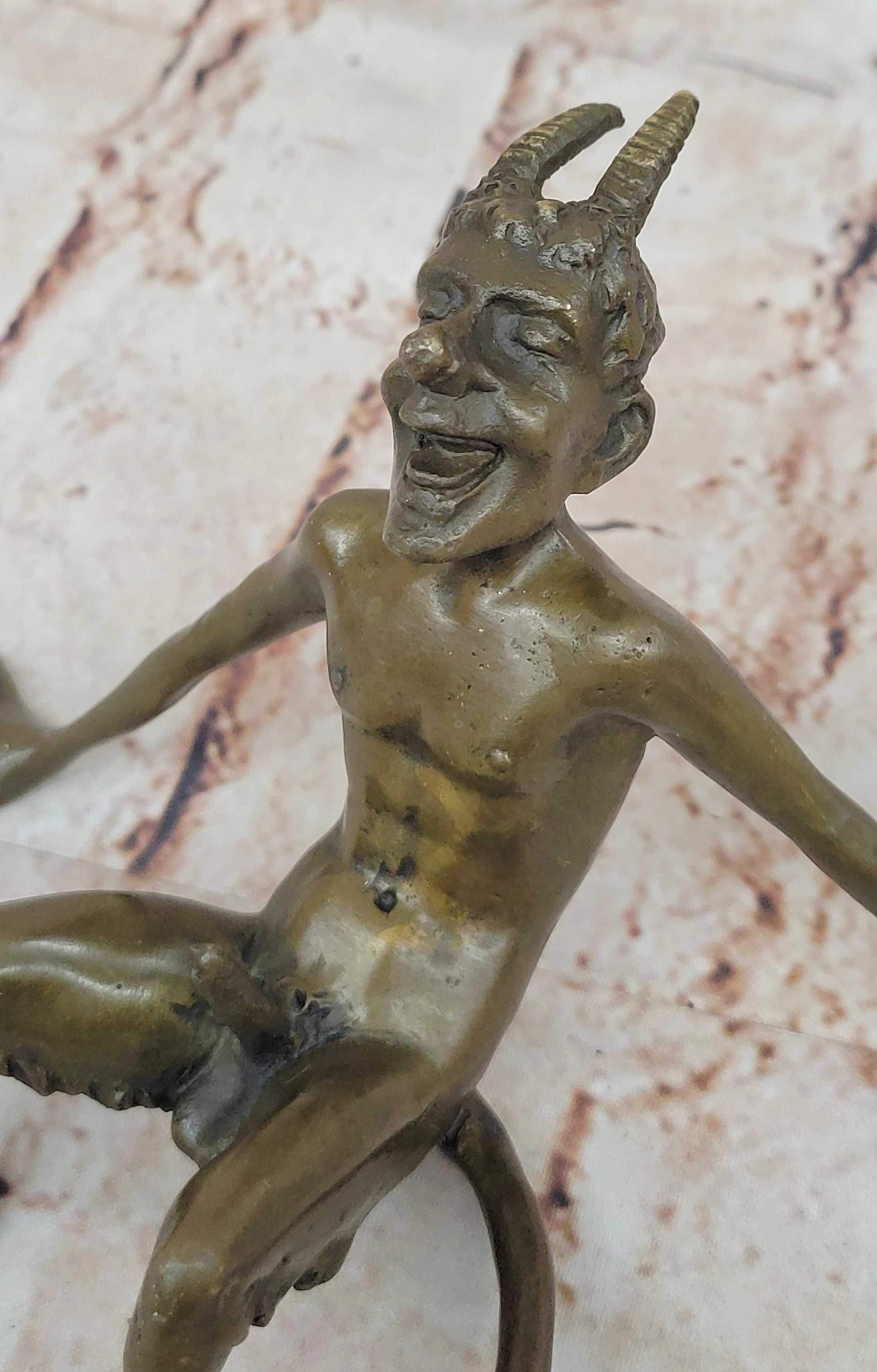 Nude Vienna Bronze Small DEVIL Satyr Faun Bermann Cold Painted Brass Austria