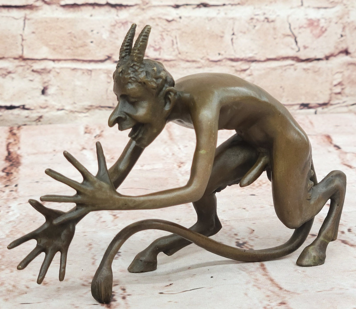 Bronze Austrian Erotic Demon Satyr Devil Sculpture Vintage Figurine Mythical Art