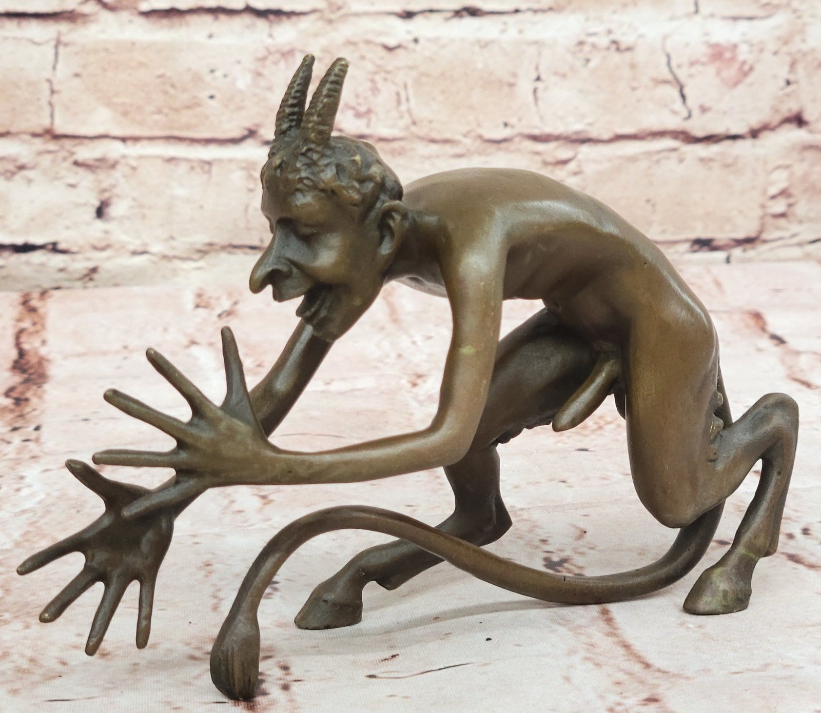 Bronze Austrian Erotic Demon Satyr Devil Sculpture Vintage Figurine Mythical Art