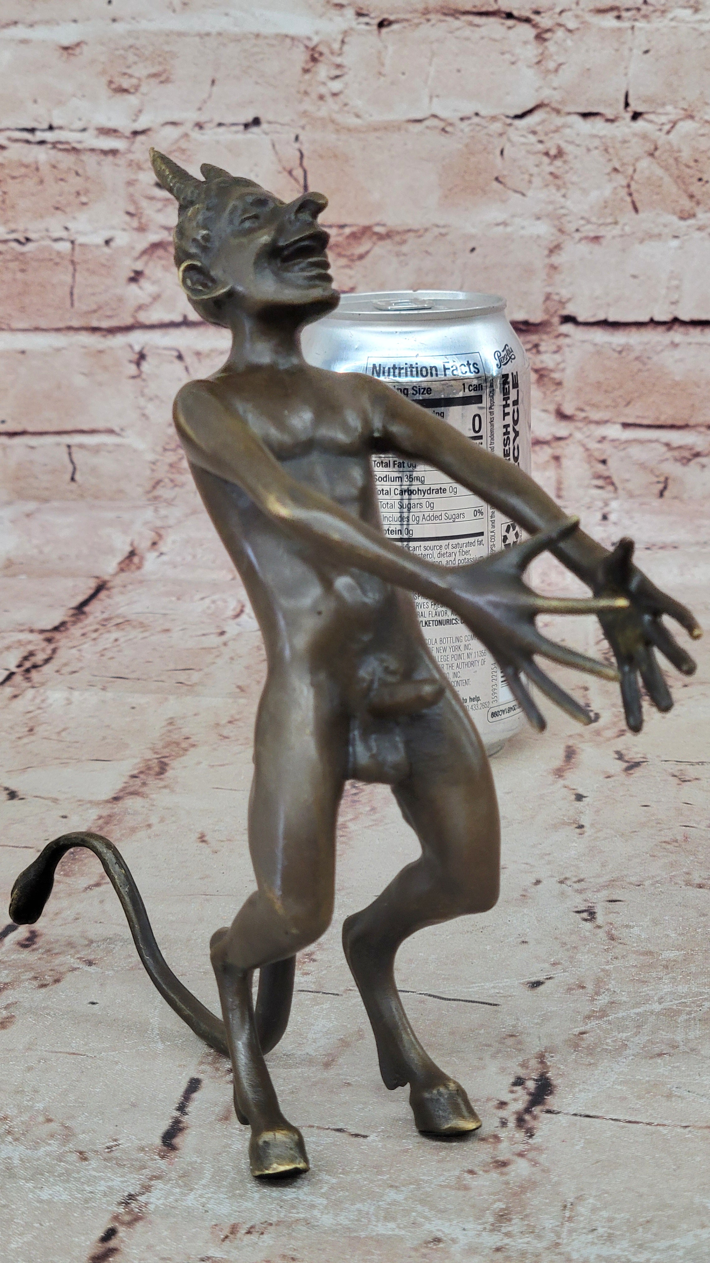 Excellent Quality Bronze Satyr Pan Faun Hand Made Erotic Sculpture Figurine Nude