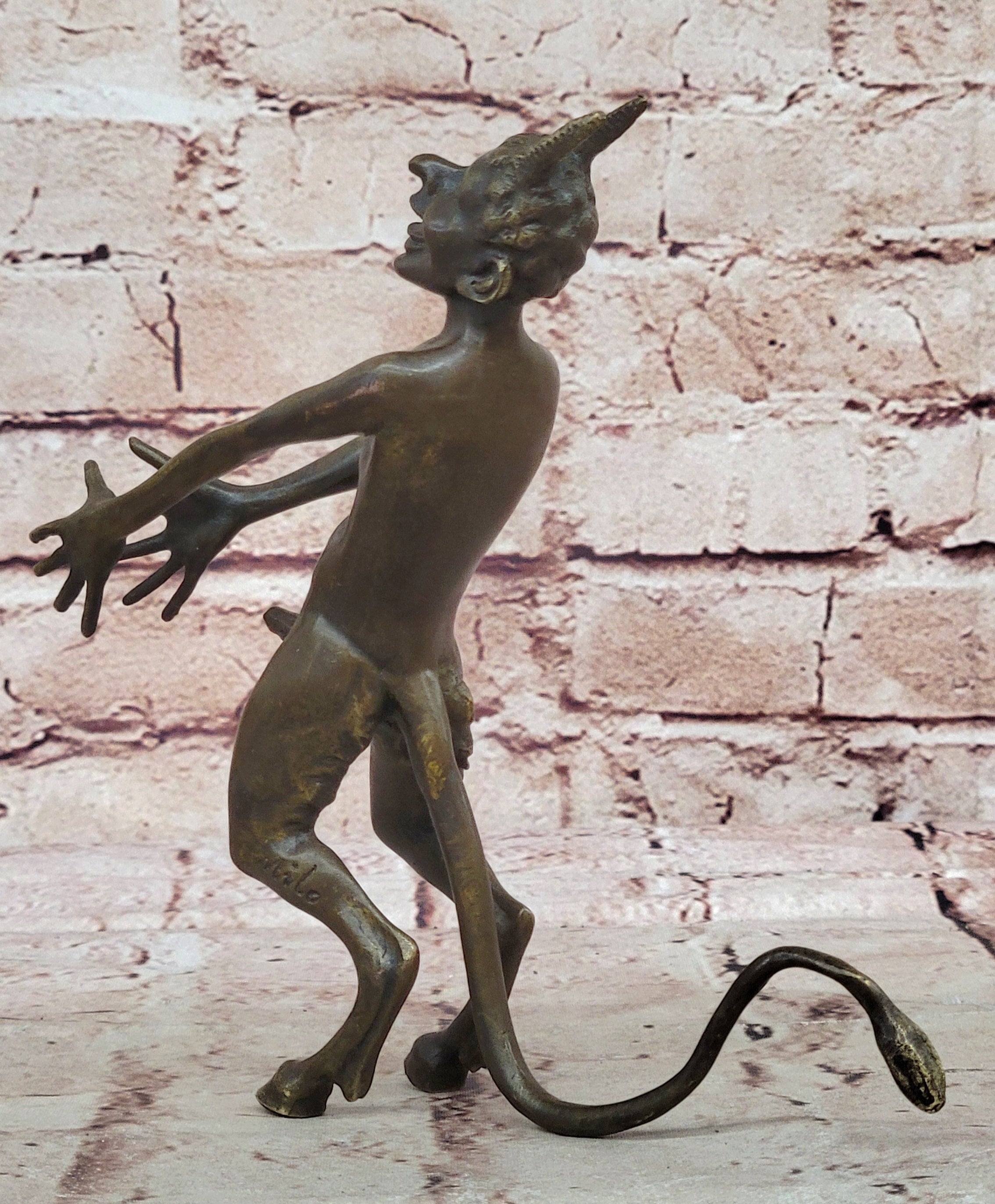 Excellent Quality Bronze Satyr Pan Faun Hand Made Erotic Sculpture Figurine Nude
