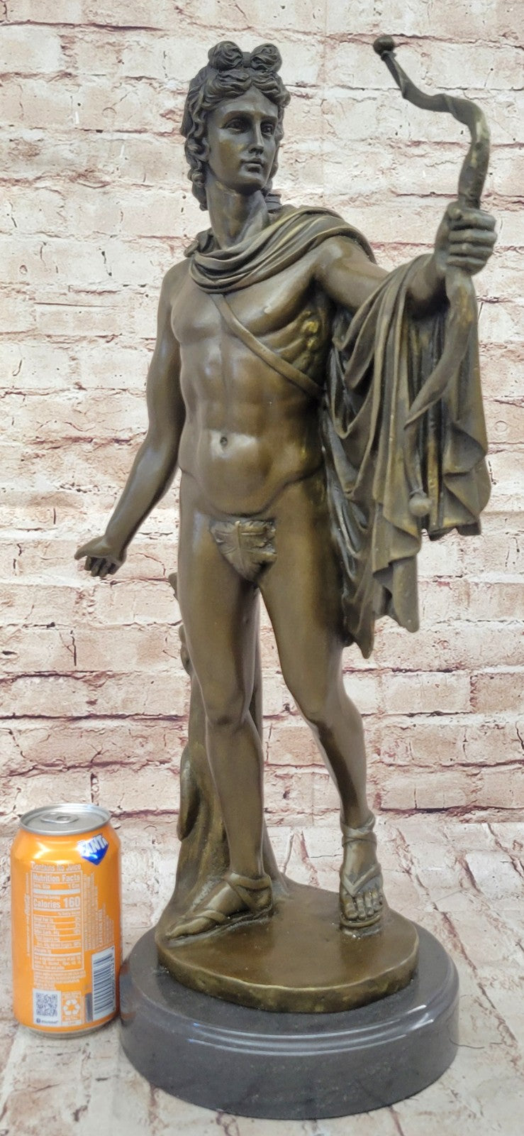 SIGNED APOLLO BRONZE SCULPTURE STATUE FIGURINE MARBLE NUDE FIGURE ART NOUVEAU