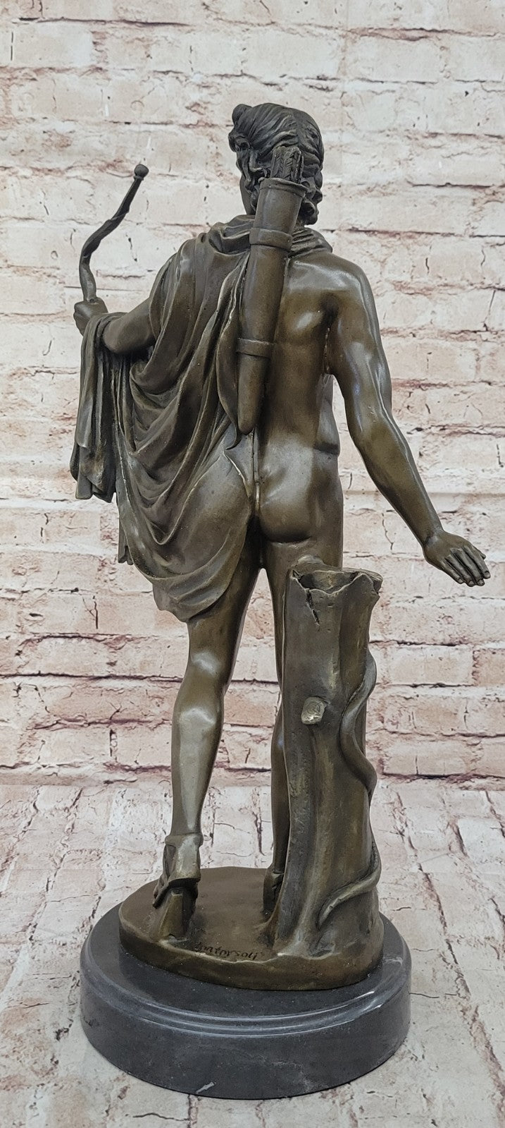 SIGNED APOLLO BRONZE SCULPTURE STATUE FIGURINE MARBLE NUDE FIGURE ART NOUVEAU