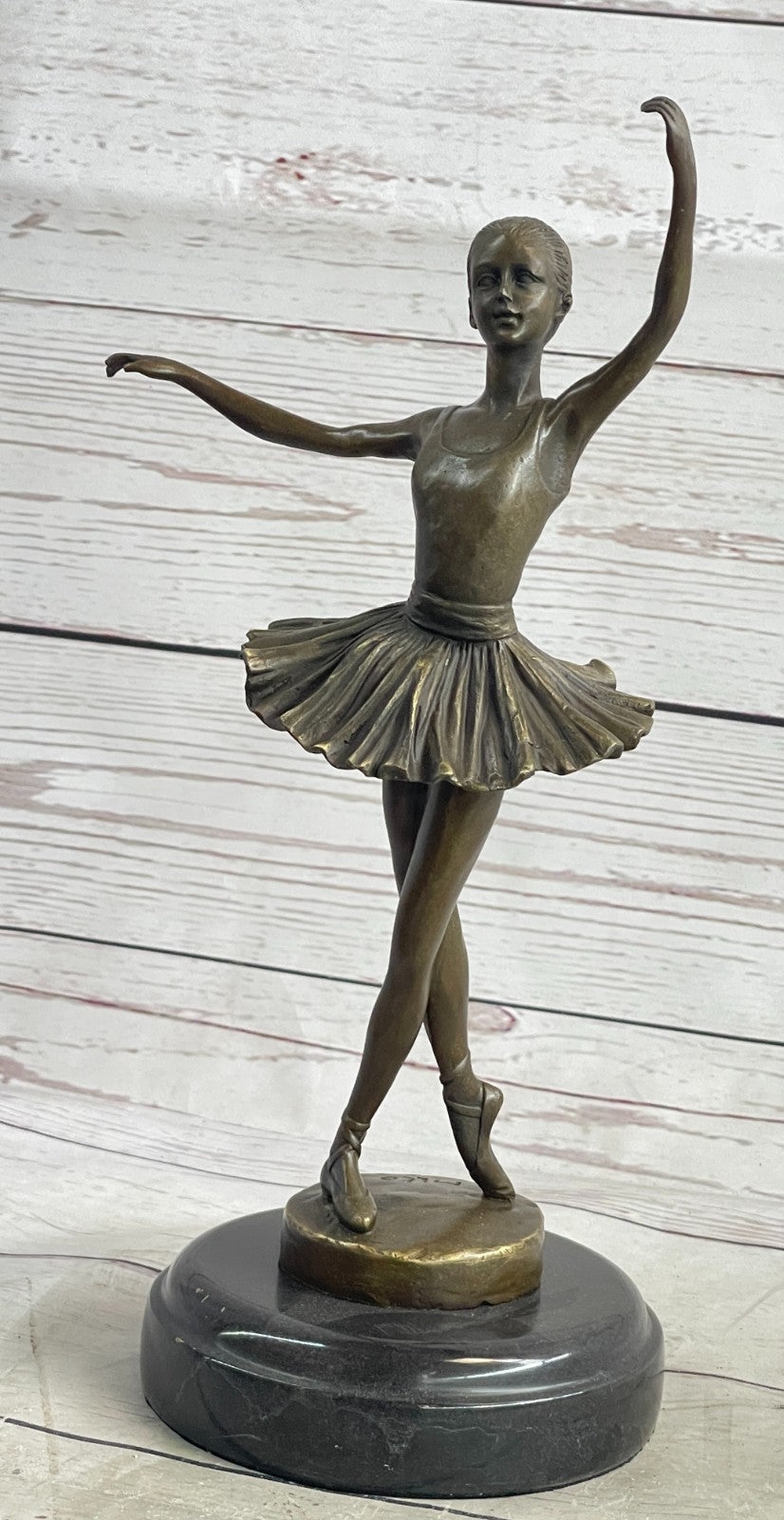 Modern Mid Century Abstract Bronze Ballerina Figure Signed Sculpture Art Dancer