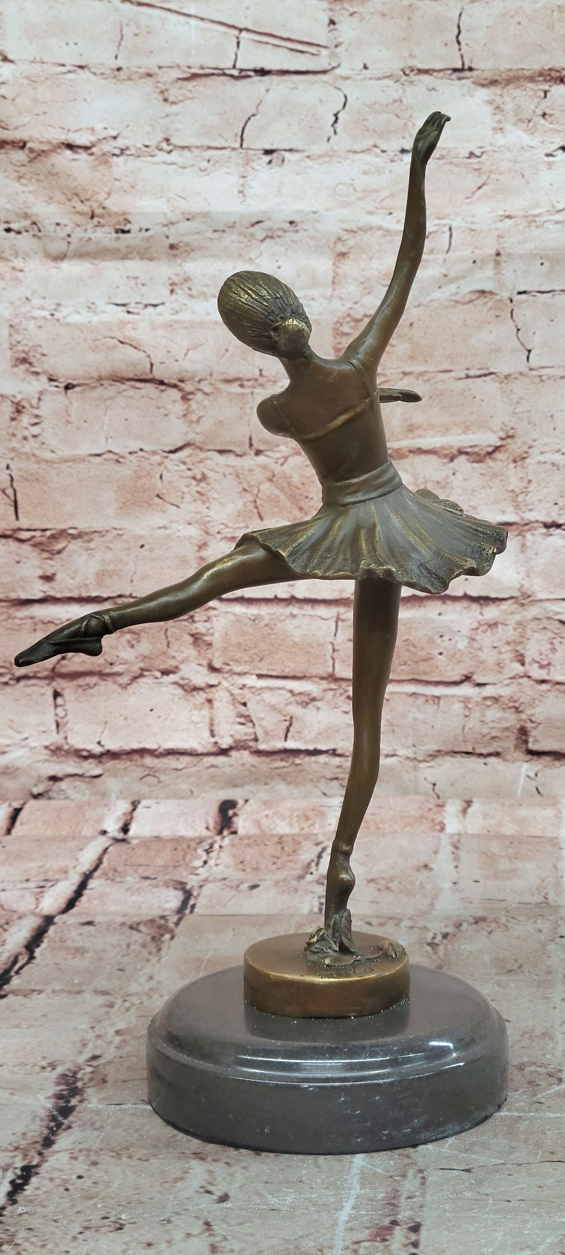 Art Deco Hot Cast Bronze Graceful Ballerina Ballet Statue Sculpture M. Lopez Gift