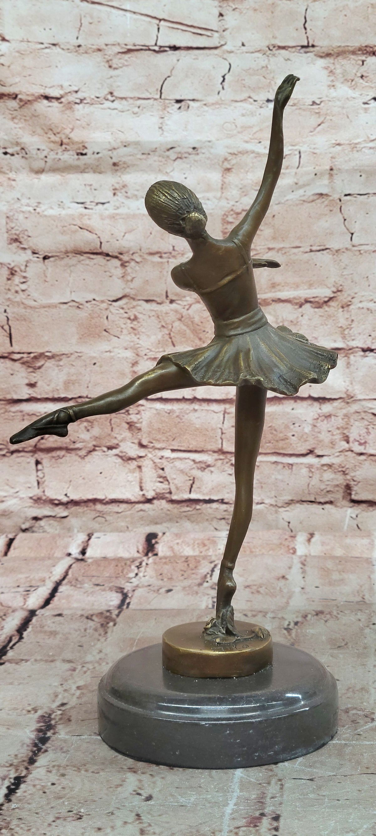 Art Deco Hot Cast Bronze Graceful Ballerina Ballet Statue Sculpture M. Lopez Gift