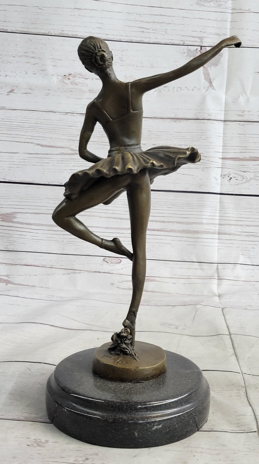 Hot CAST BRONZE & MARBLE FIGURINE GIRL BALLERINA - SIGNED SCULPTURE FIGURE DECOR