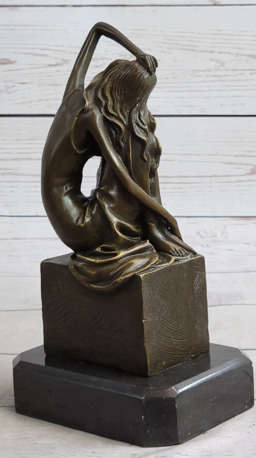 Handcrafted bronze sculpture SALE Sitting Artist French Patoue Original Signed