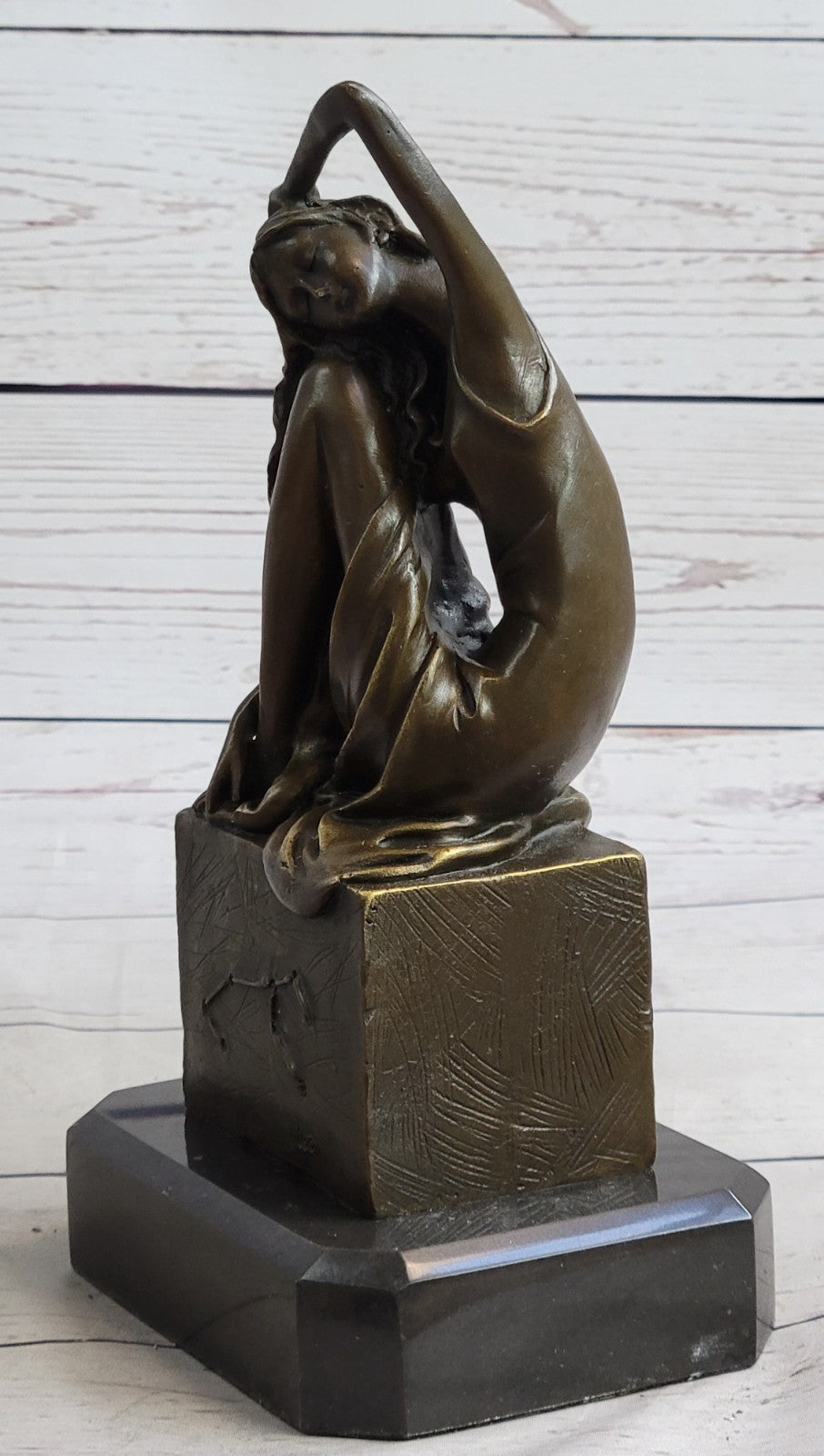 Handcrafted bronze sculpture SALE Sitting Artist French Patoue Original Signed