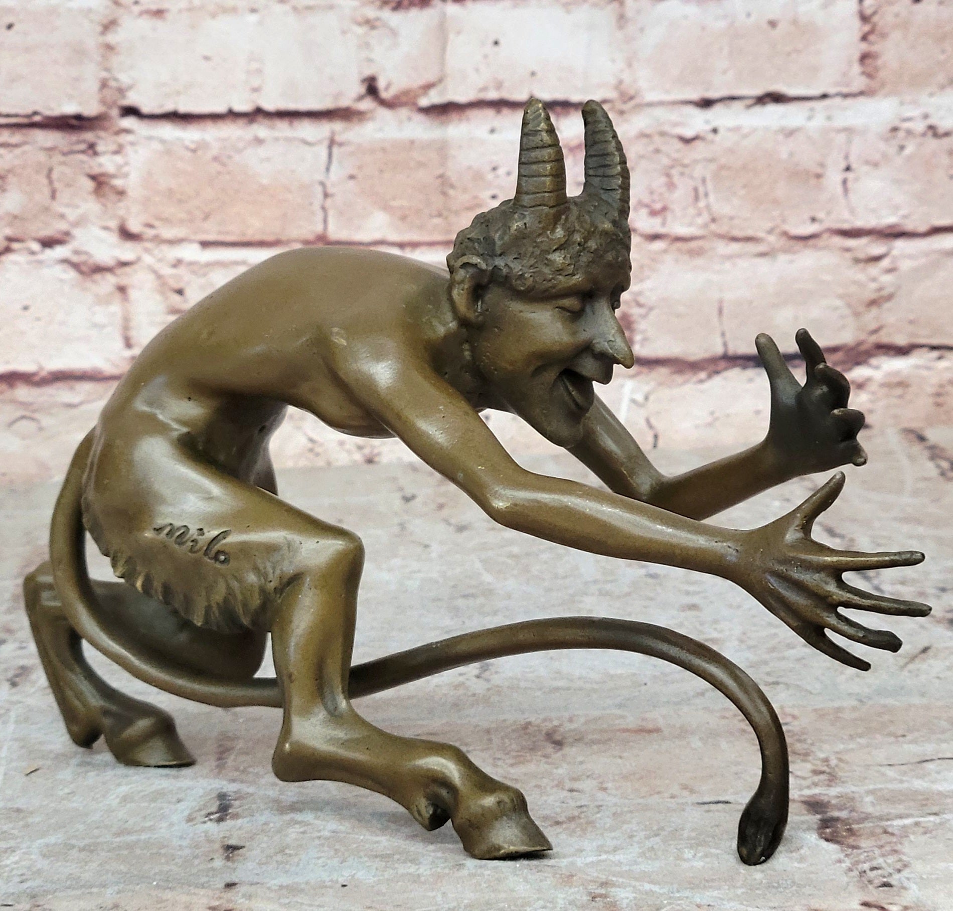 Male Satyr Vienna Figurine Handcrafted Bronze Art Sculpture Statue Figure Art