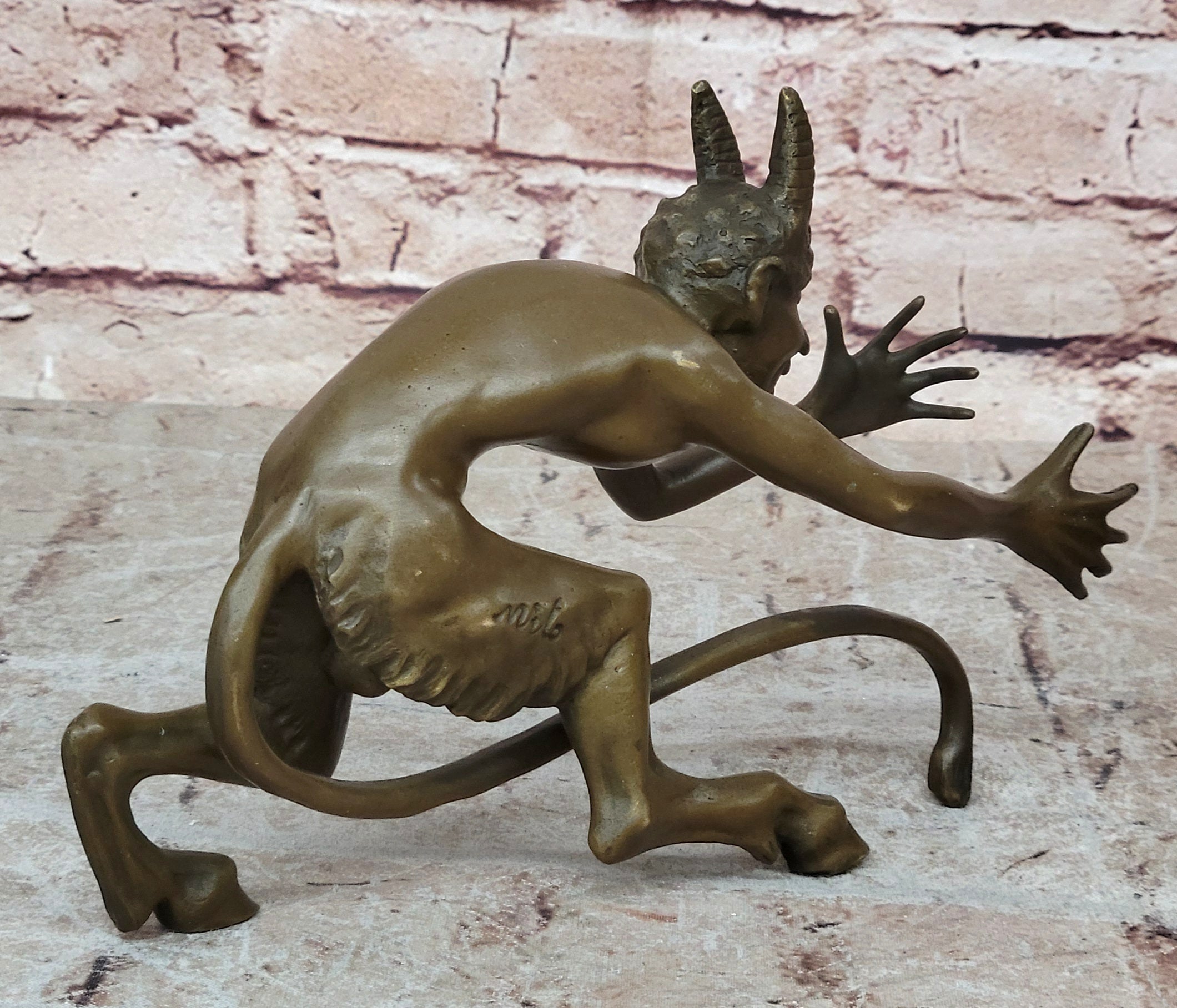 Male Satyr Vienna Figurine Handcrafted Bronze Art Sculpture Statue Figure Art