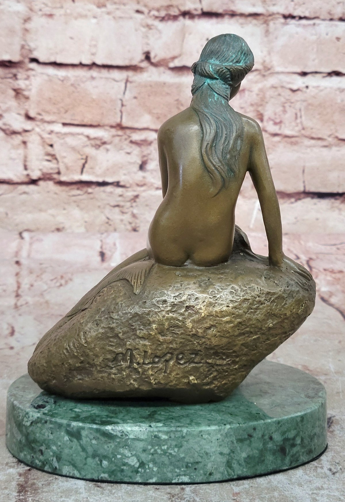 Beautiful Signed Art Nouveau Gilt Bronze Sculpture Figure Statue Naked Nude Girl