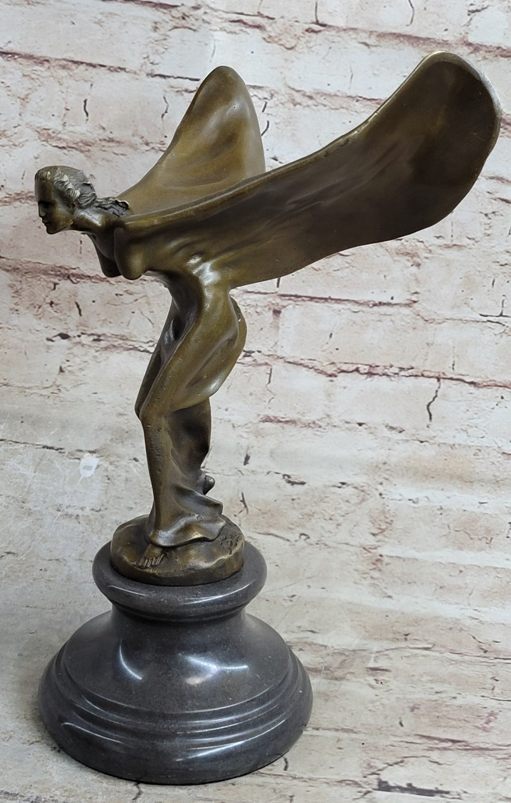 Rolls Royce Hood Ornament Cast Bronze Flying Lady "Spirit of Ecstasy" Sculpture