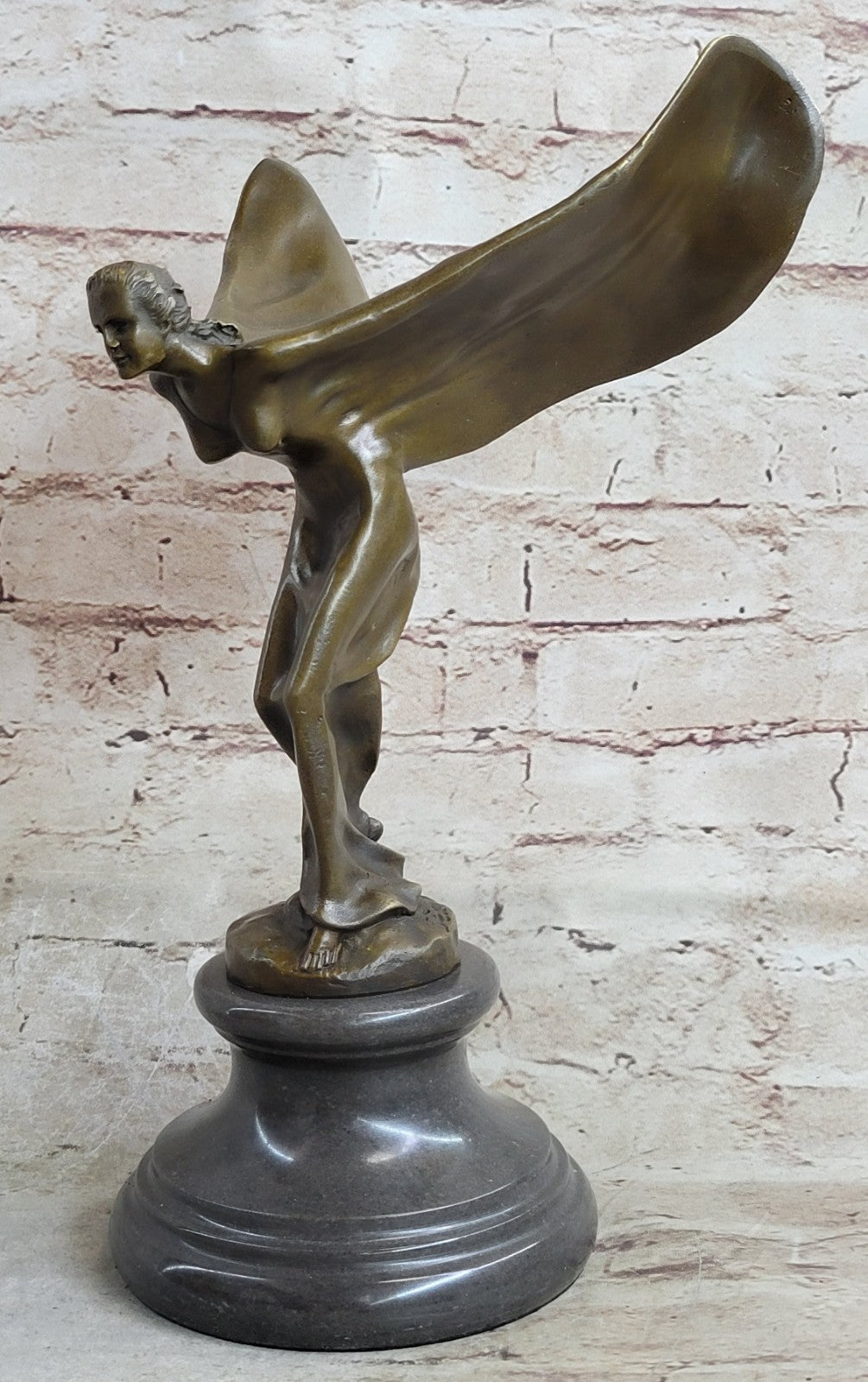Rolls Royce Hood Ornament Cast Bronze Flying Lady "Spirit of Ecstasy" Sculpture