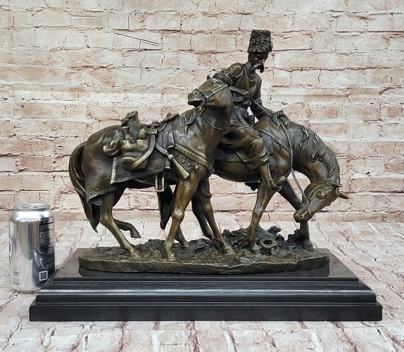 Brave Encounter: Russian Artist Lanceray`s Zaporozhian Cossack - Bronze Figurine Statue