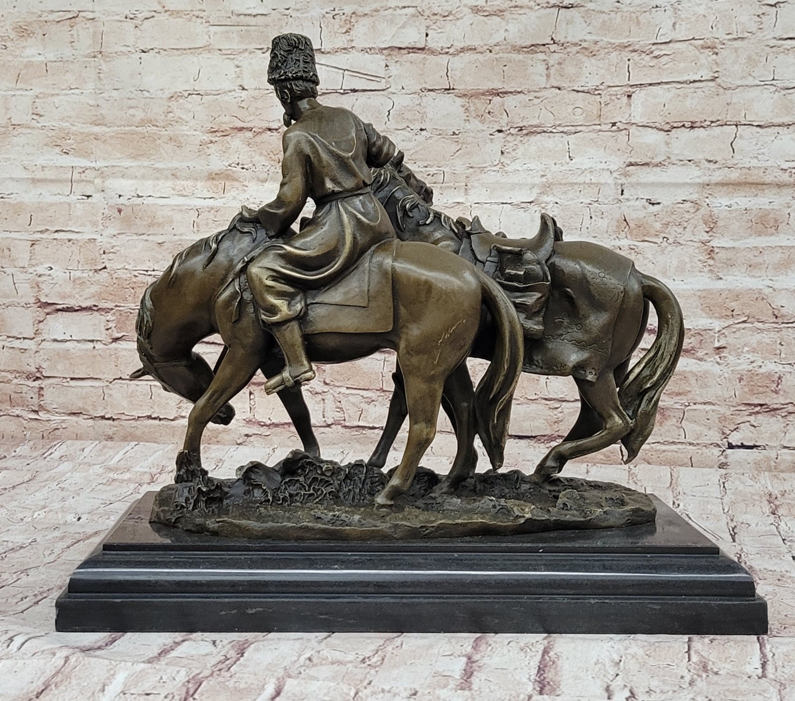 Brave Encounter: Russian Artist Lanceray`s Zaporozhian Cossack - Bronze Figurine Statue