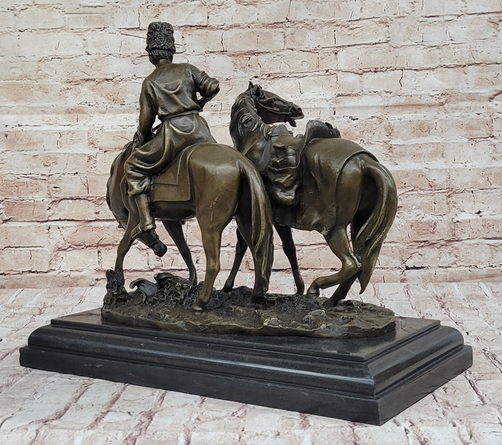 Brave Encounter: Russian Artist Lanceray`s Zaporozhian Cossack - Bronze Figurine Statue