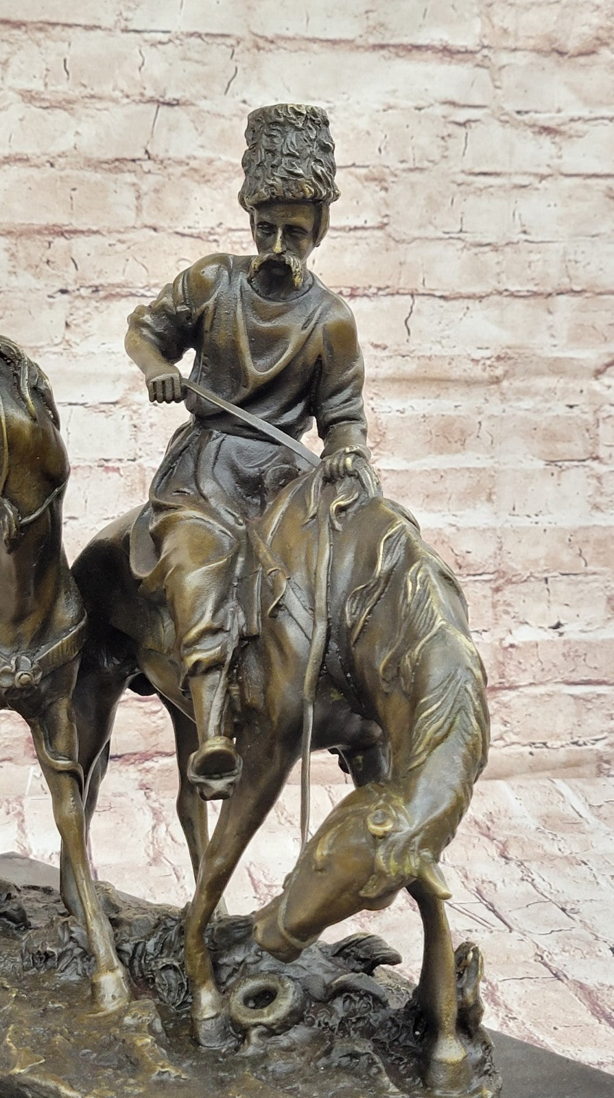 Brave Encounter: Russian Artist Lanceray`s Zaporozhian Cossack - Bronze Figurine Statue