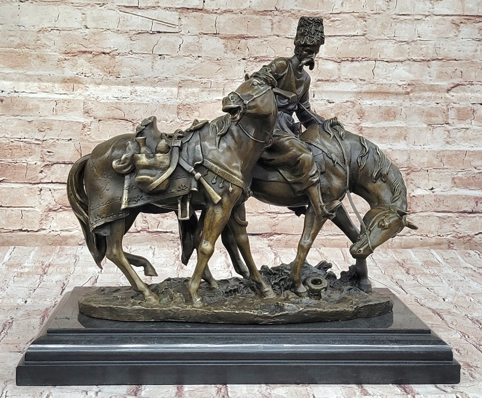 Brave Encounter: Russian Artist Lanceray`s Zaporozhian Cossack - Bronze Figurine Statue