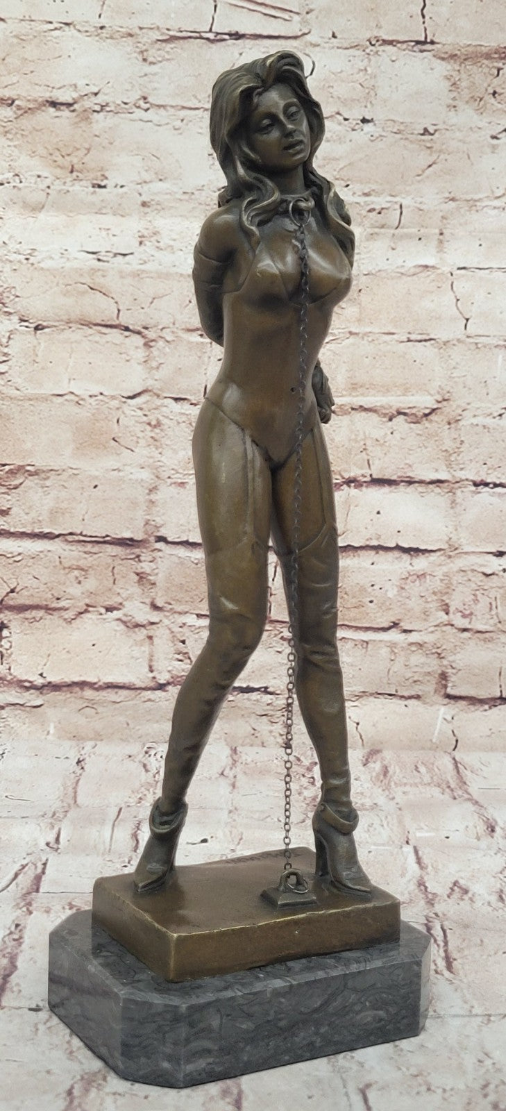 Nude Lady Tied Up EroticFigurine Figure Art Deco Handmade Bronze Statue Figure T