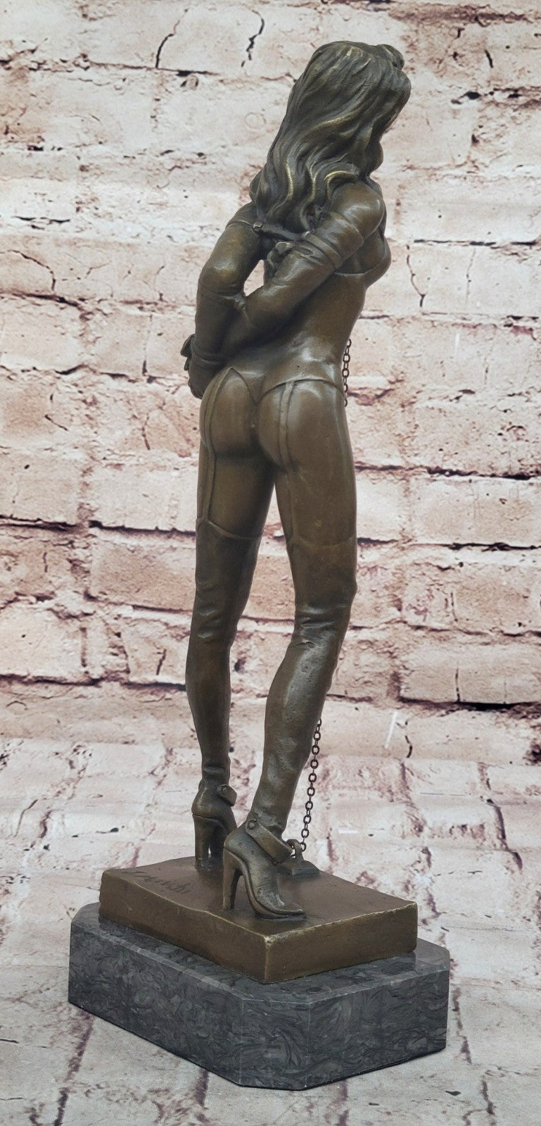 Nude Lady Tied Up EroticFigurine Figure Art Deco Handmade Bronze Statue Figure T