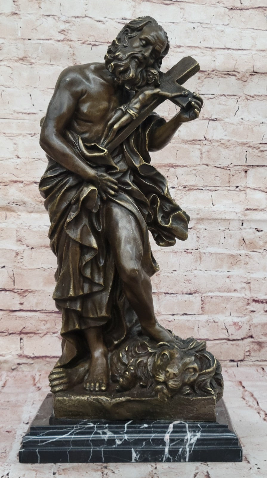 Handcrafted bronze sculpture SALE Crucifix Jesus Lion With Judas Valli Signed