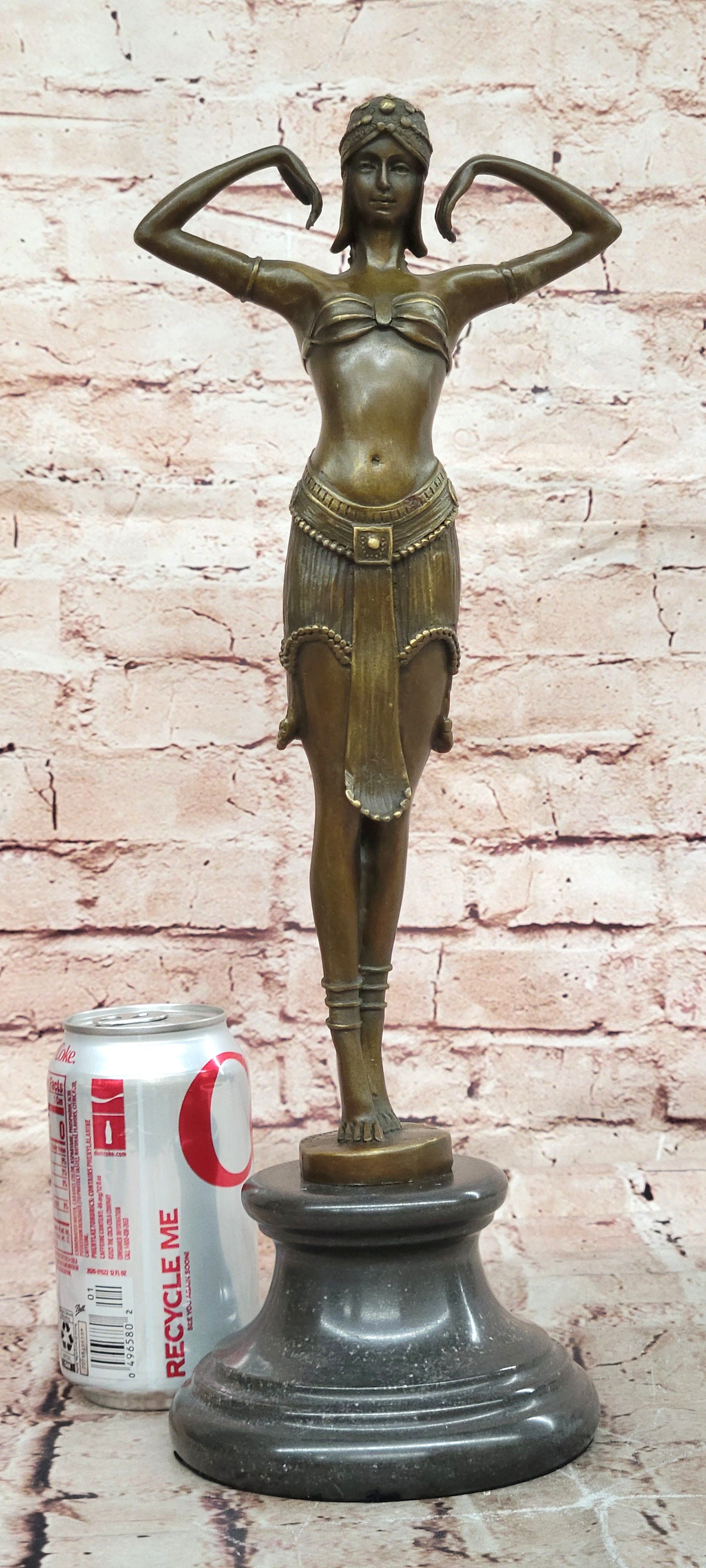 Art Deco Classic Semi Nude Dancer by Romanian Artist Chiparus Bronze Sculpture