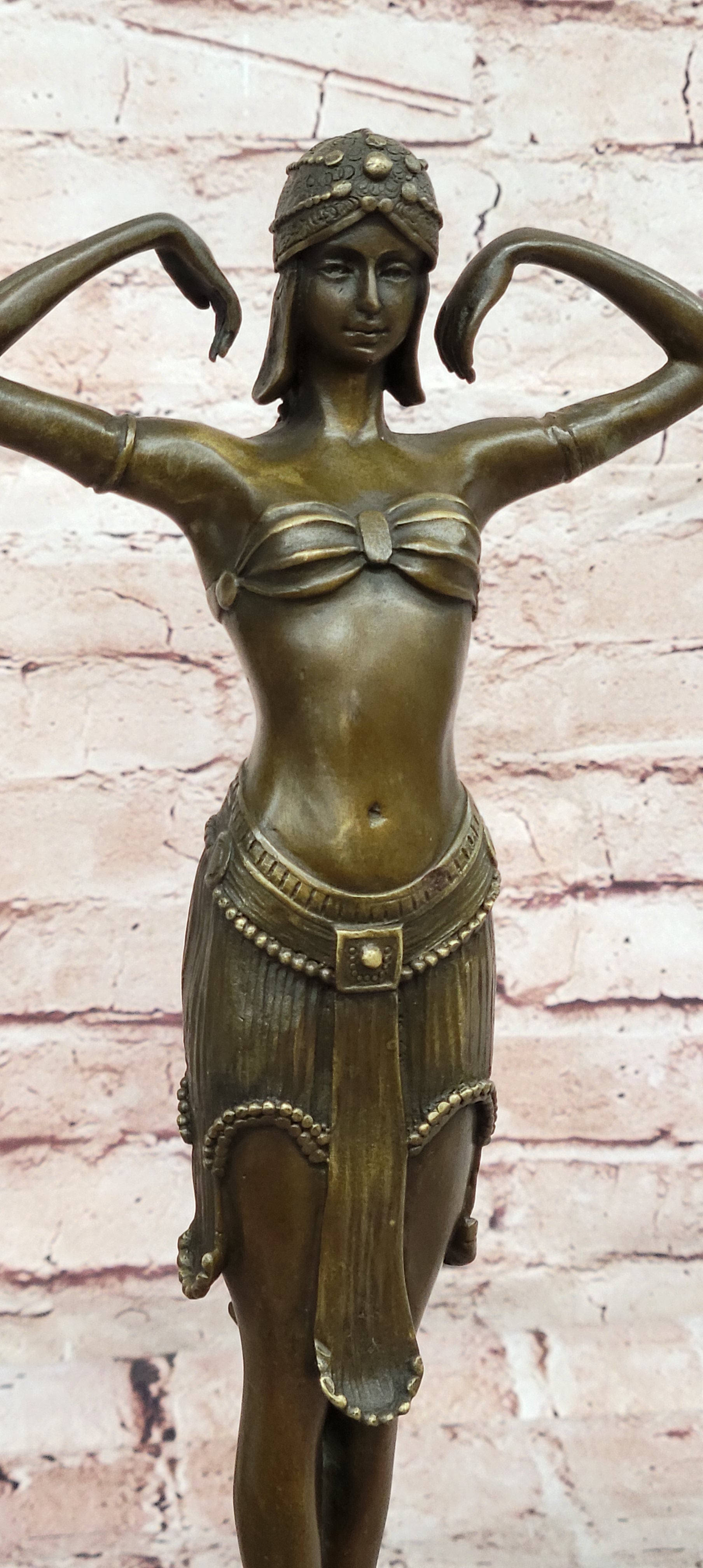 Art Deco Classic Semi Nude Dancer by Romanian Artist Chiparus Bronze Sculpture