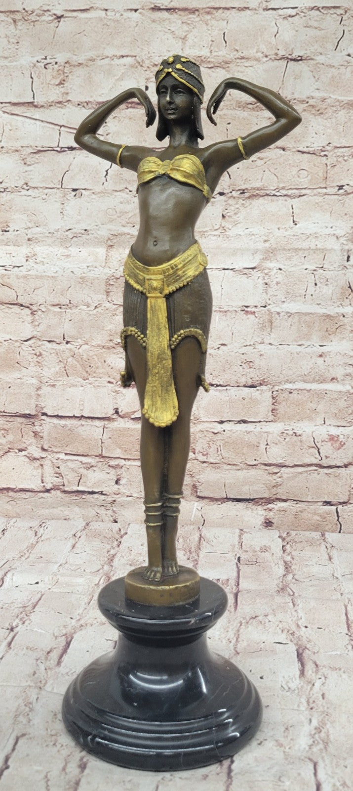 EXOTIC DANCER CHIPARUS BRONZE STATUE GOLD PATINA HOT CAST CLASSIC ART DECO STYLE