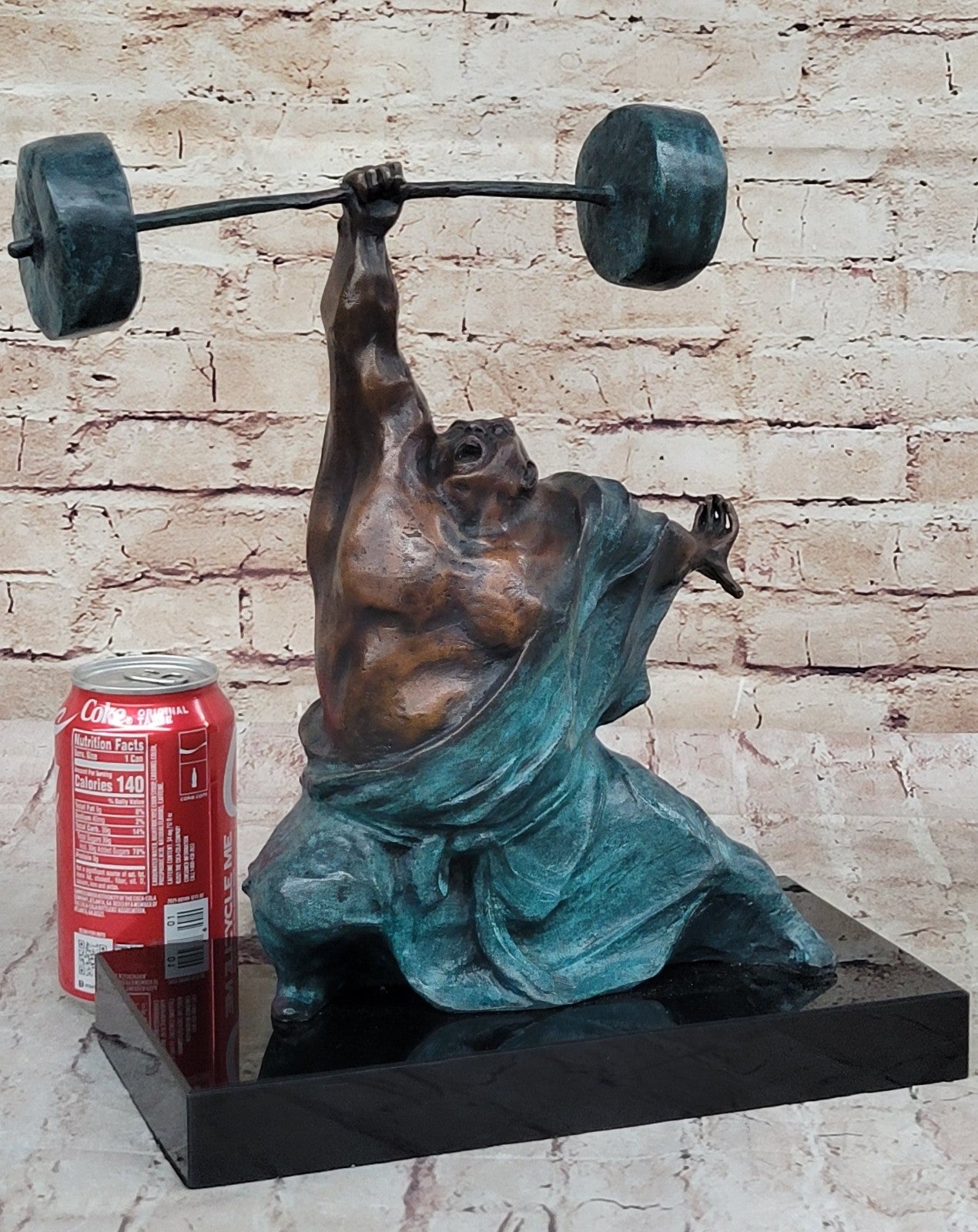 Handcrafted Detailed Weightlifters by French Artisan Milo Bronze Sculpture Decor