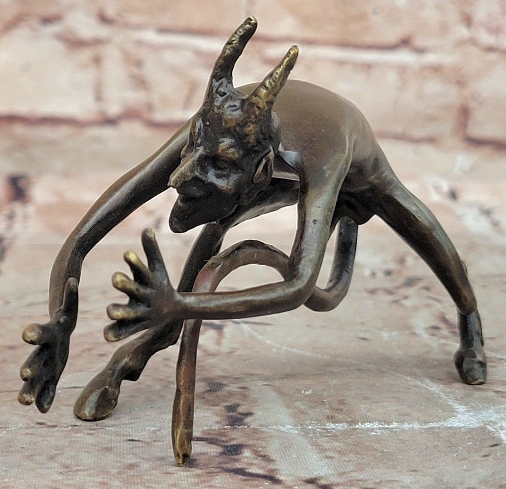 SIGNED BRONZE STATUE NUDE SATYR EROTIC FAUN DETAILED SCULPTURE HOT CAST