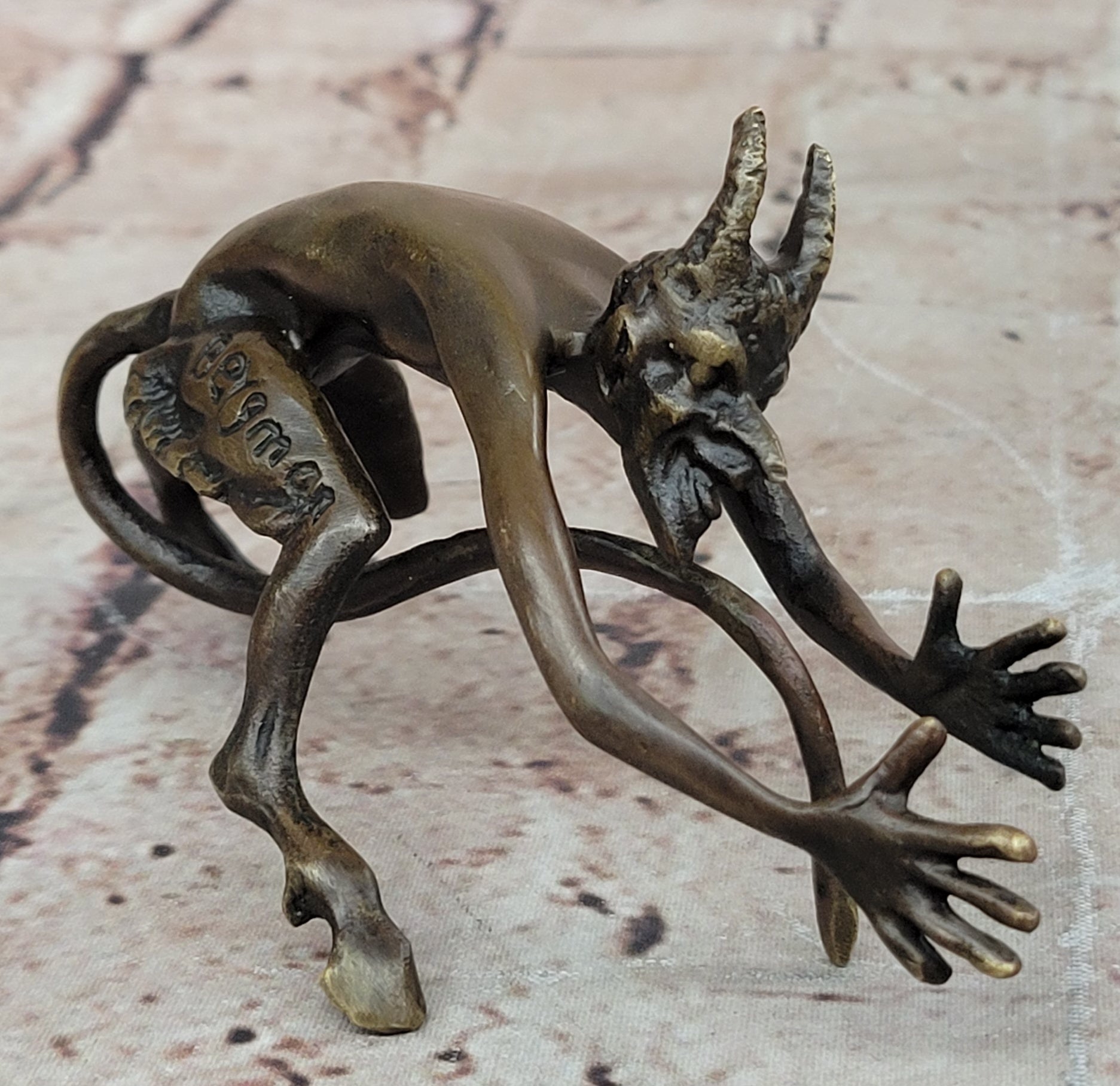 SIGNED BRONZE STATUE NUDE SATYR EROTIC FAUN DETAILED SCULPTURE HOT CAST