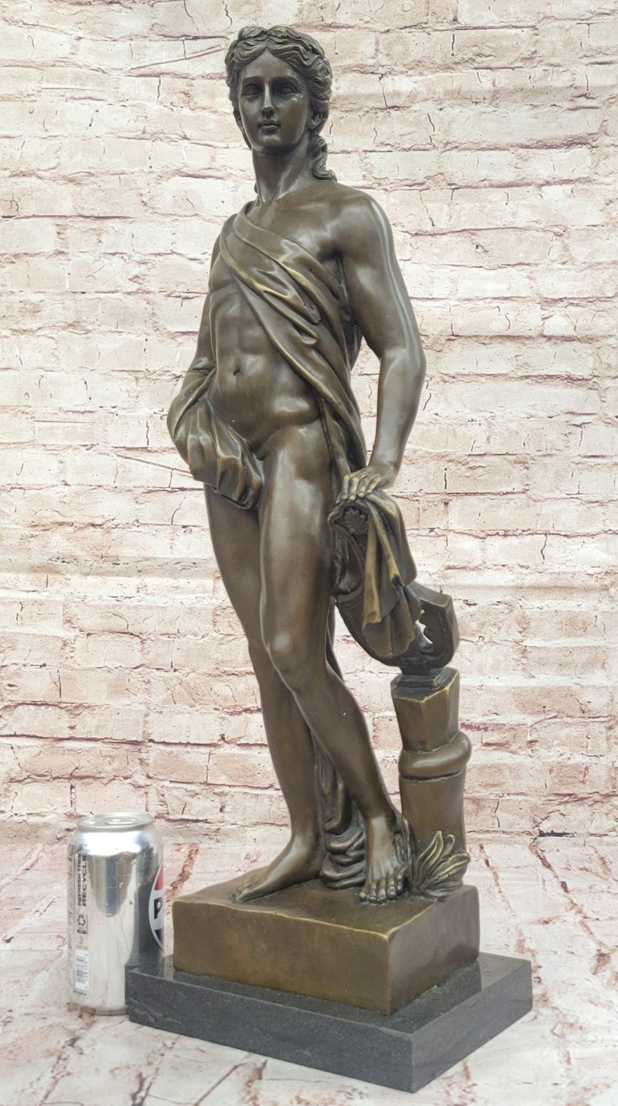 Bronze Apollo with Lyre Statue – Greek Roman God of Music and Light Signed Fisher