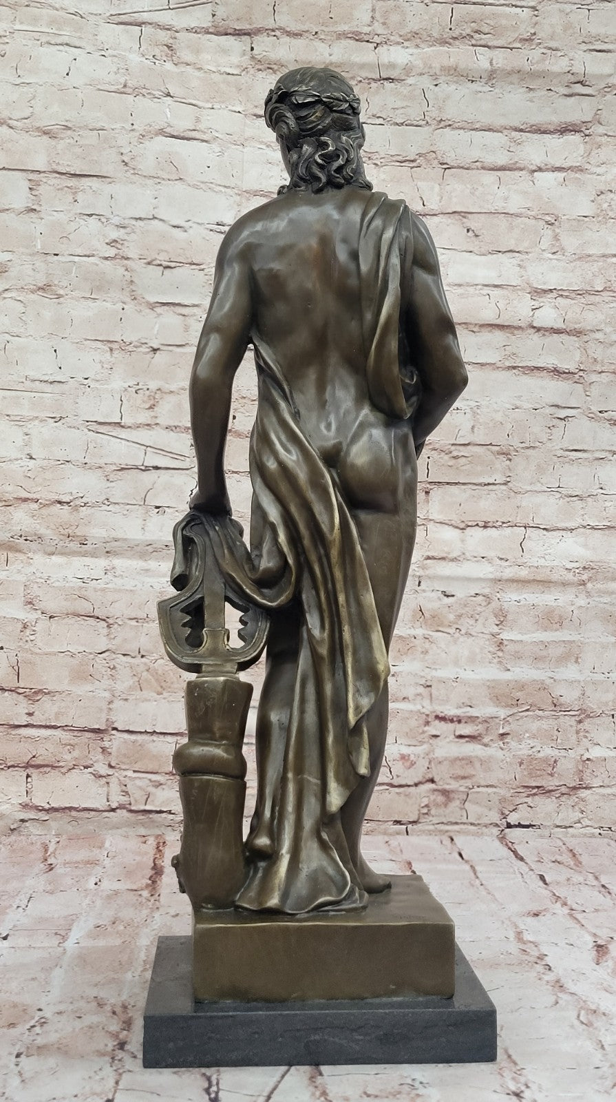 Bronze Apollo with Lyre Statue – Greek Roman God of Music and Light Signed Fisher
