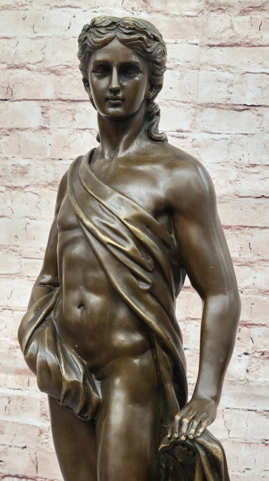 Bronze Apollo with Lyre Statue – Greek Roman God of Music and Light Signed Fisher
