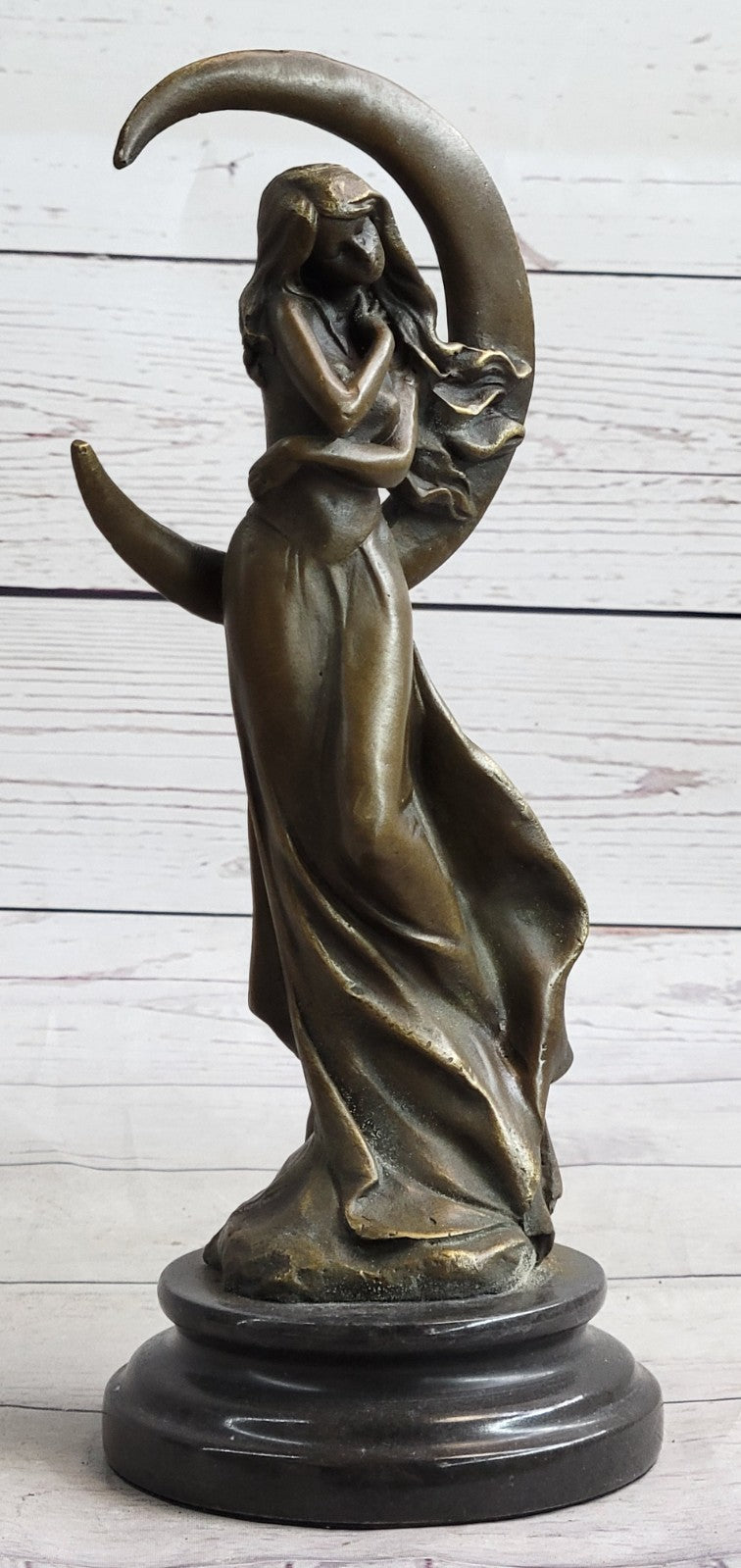Handcrafted Art Deco Venus on The Moon Bronze Sculpture – Museum Quality Decor Sale