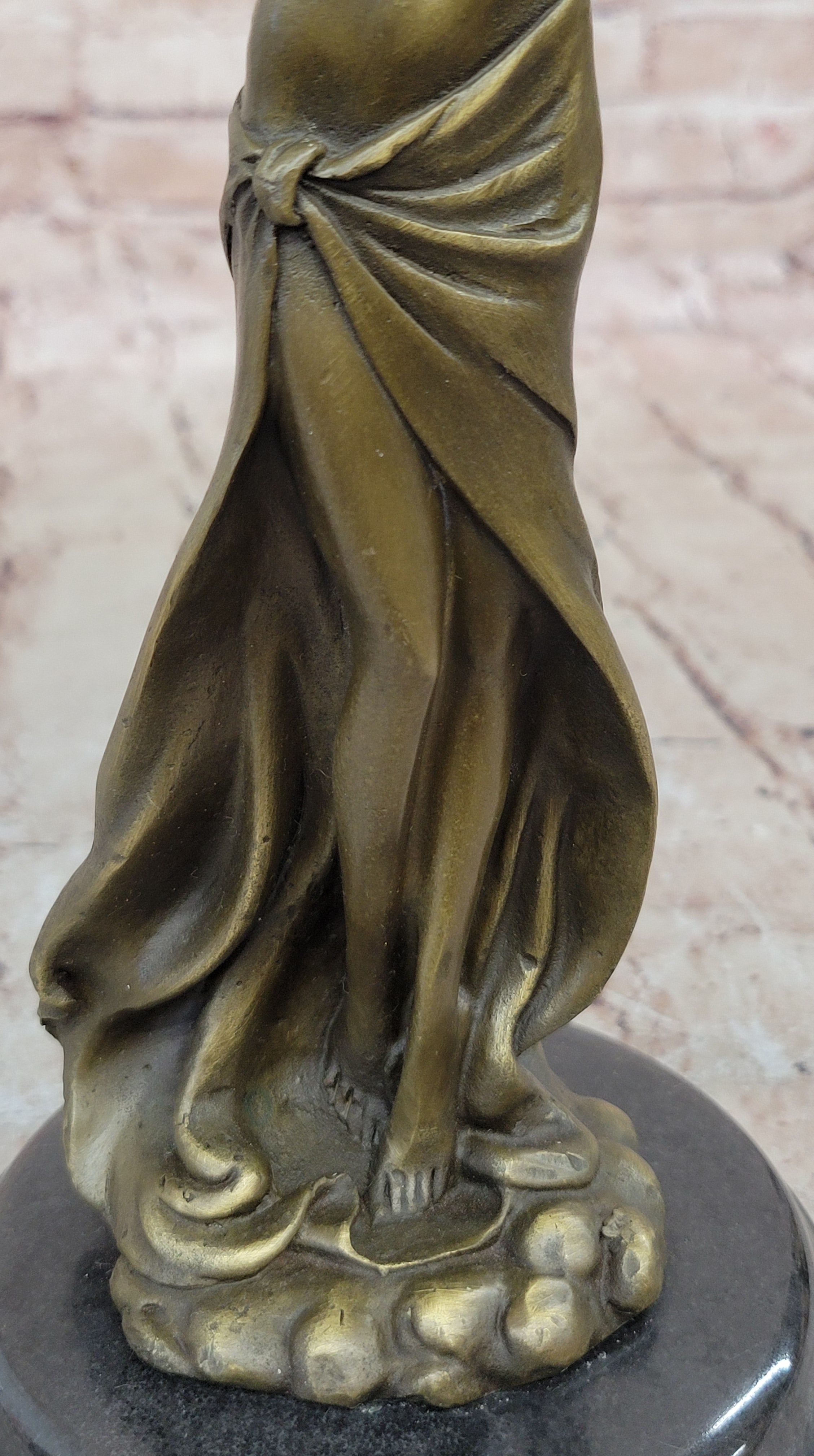Art Nouveau Hand Made Classic Sexy Girl Bronze Sculpture Figurine Marble Base