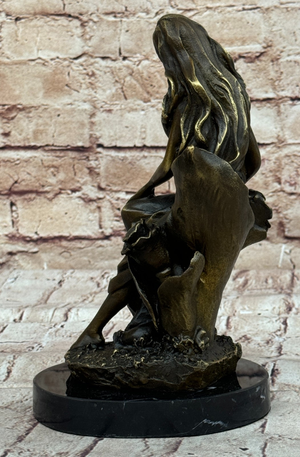 Art Deco Signed Original Mavchi Collectible Collector Woman in Garden Bronze Sta