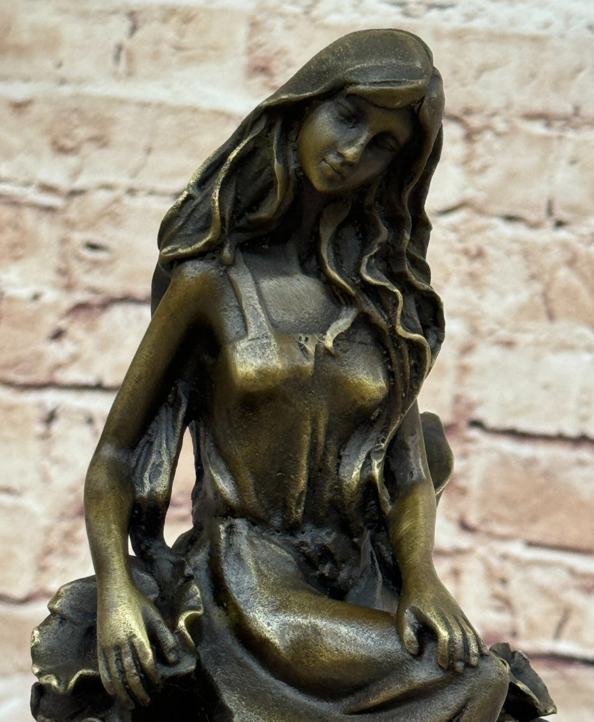 Art Deco Signed Original Mavchi Collectible Collector Woman in Garden Bronze Sta