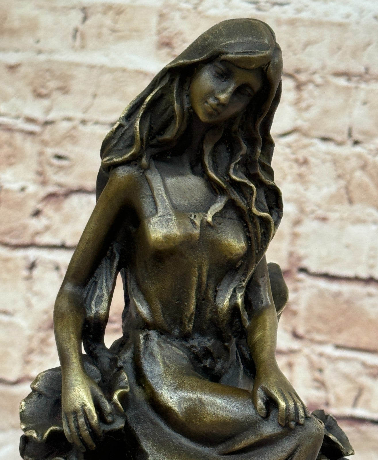 Art Deco Signed Original Mavchi Collectible Collector Woman in Garden Bronze Sta