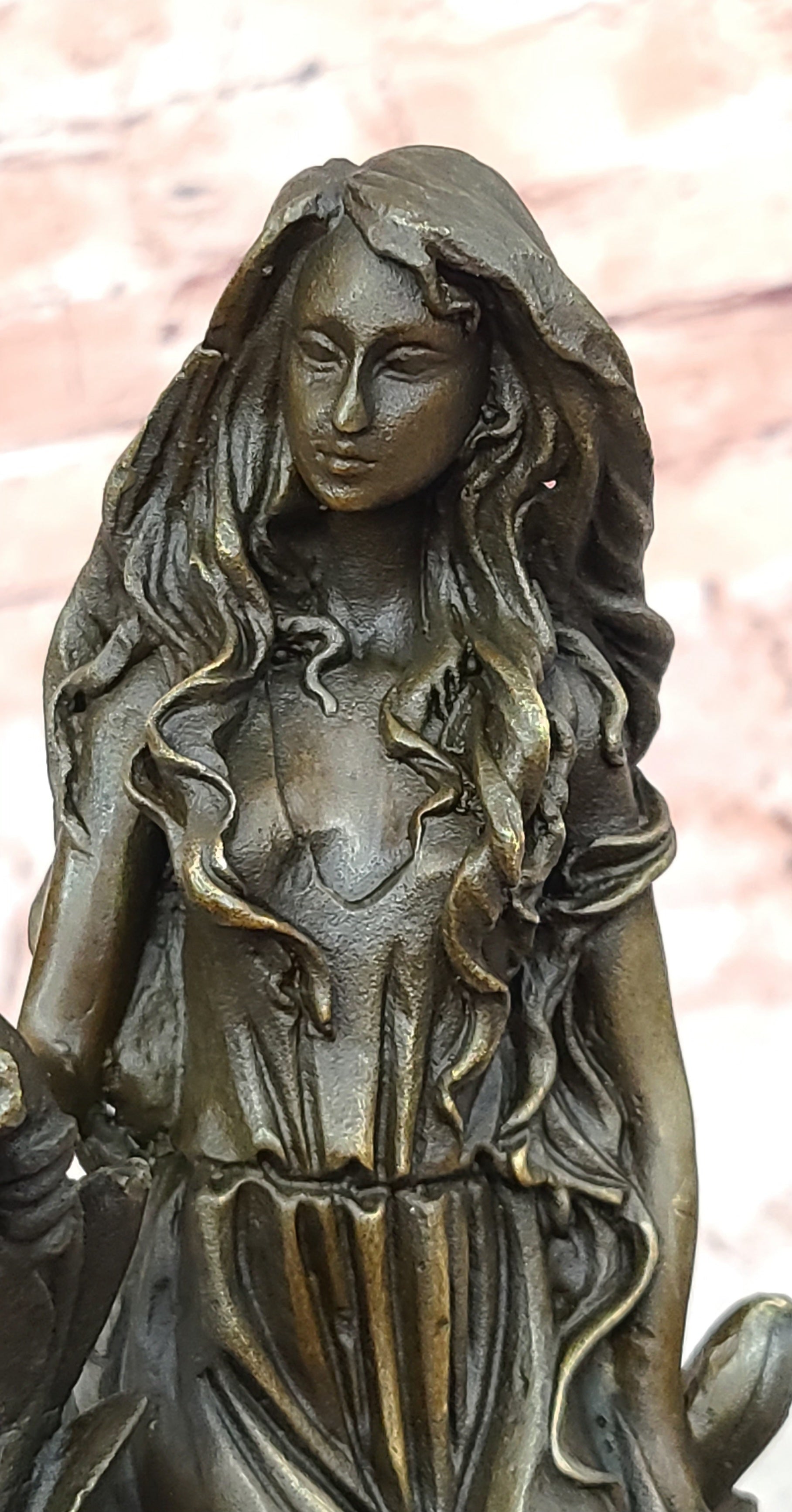 Beautiful Girl With Bunch of Flower On Bronze Sculpture Statue Figurine Deal