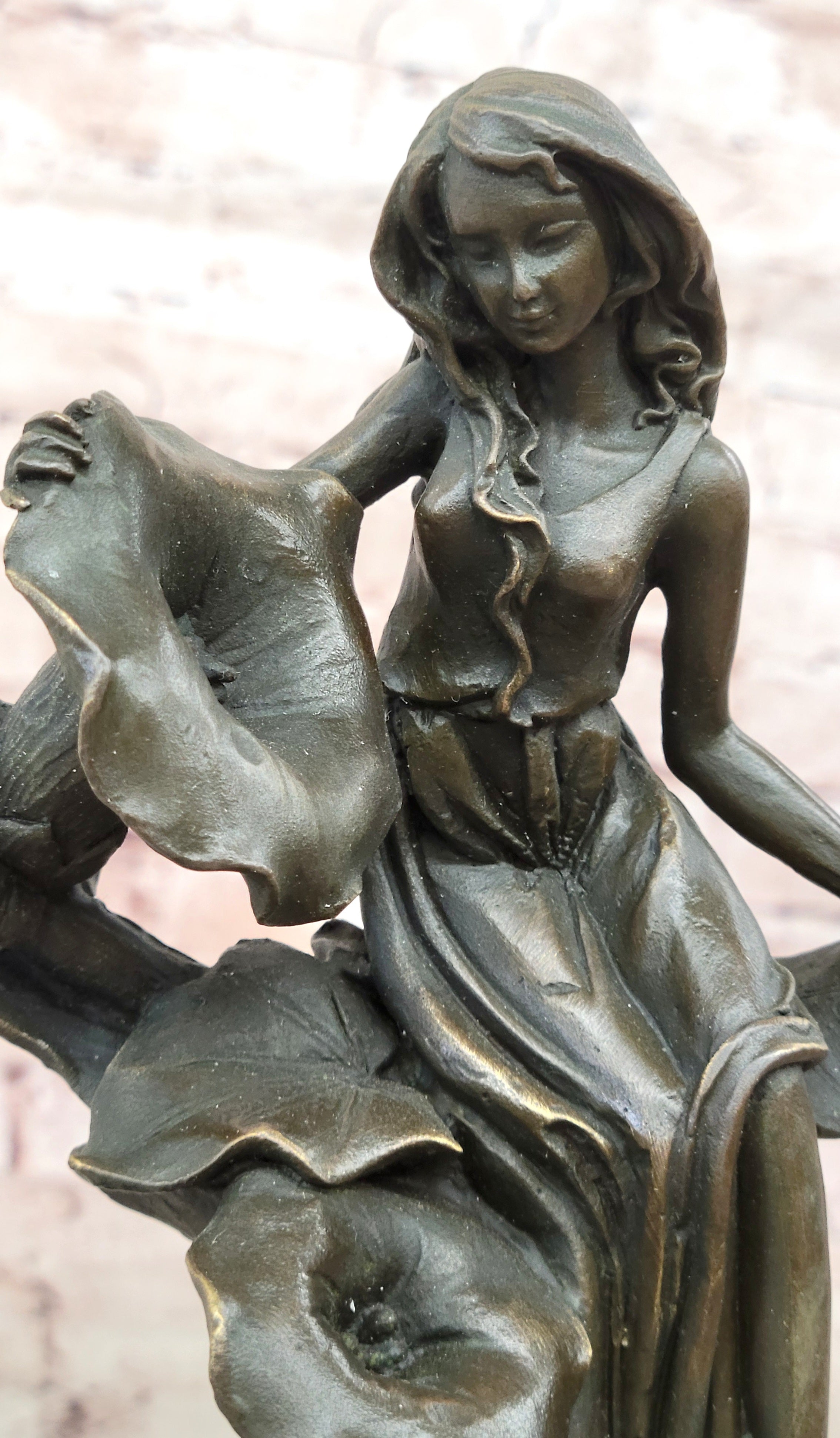 A Gorgeous Detailed Nymph in Forest Sculpture Made By 100% Pure Bronze